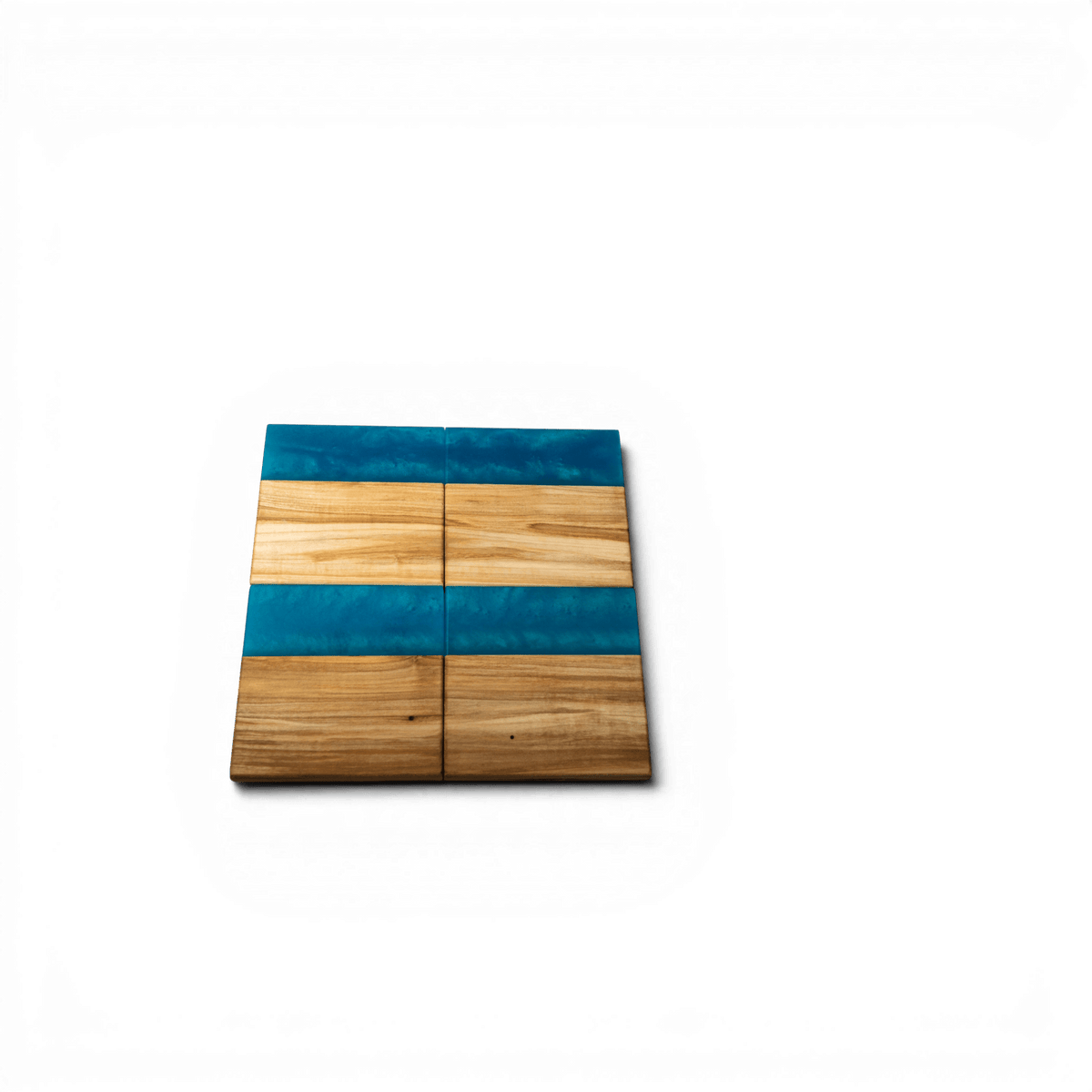 Maple Wood with Sea Blue Epoxy Coaster