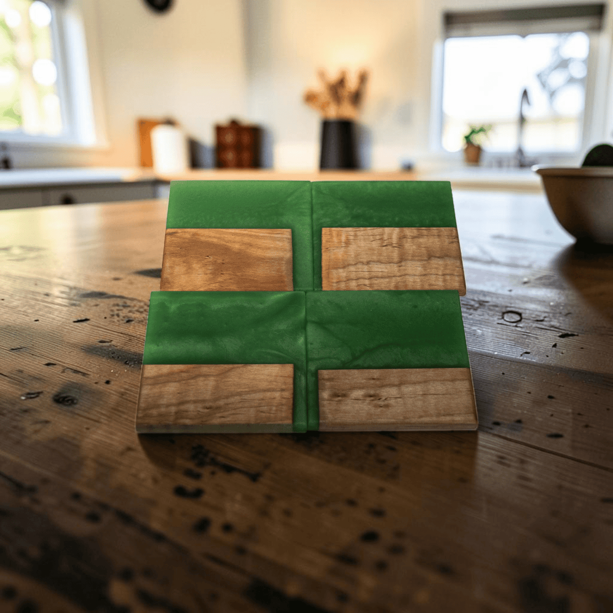 Maple with Jade Epoxy Coaster