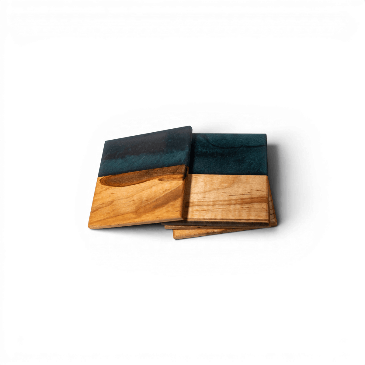 Maple with Metal Grey Epoxy Coaster