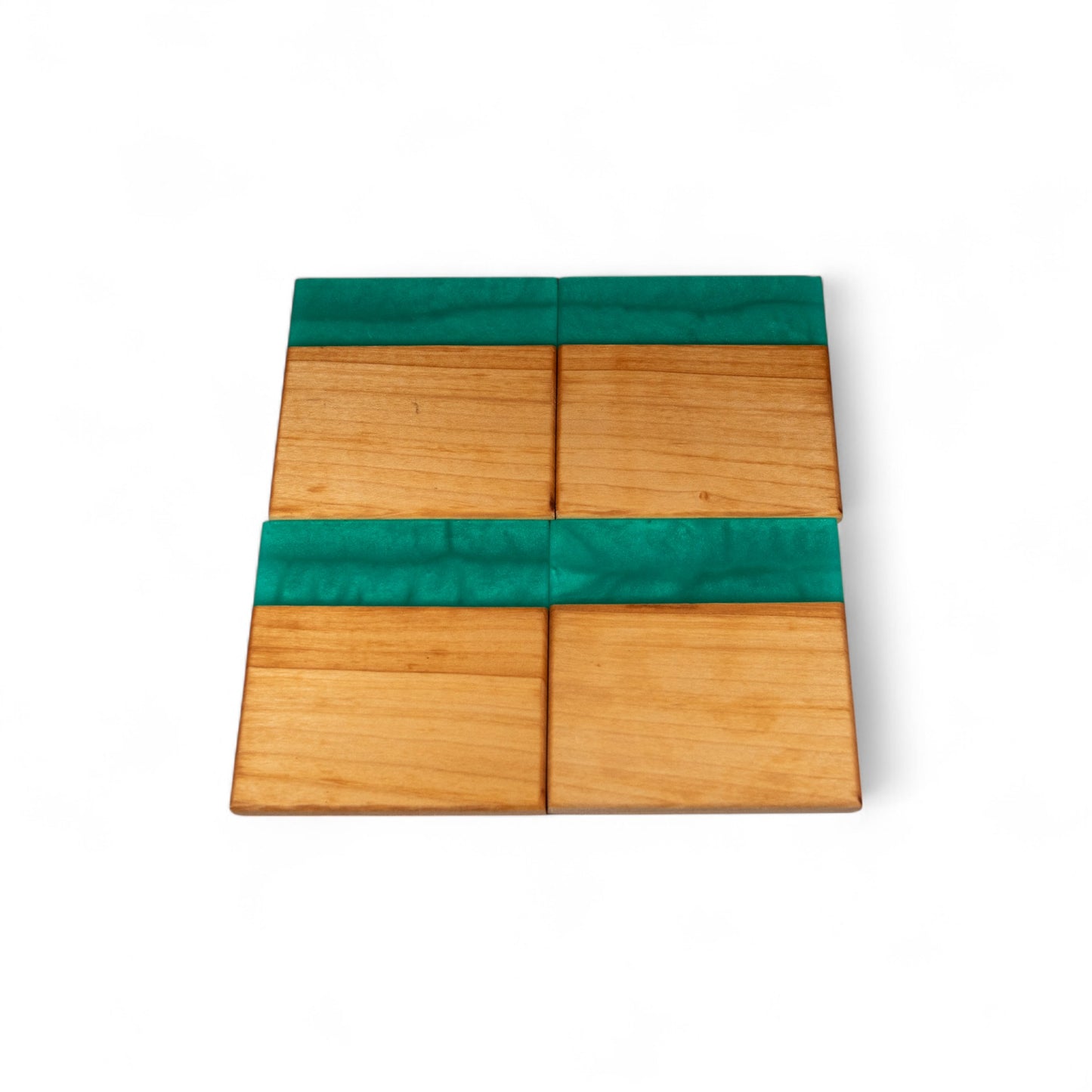 Maple with Mint Green Epoxy Coaster