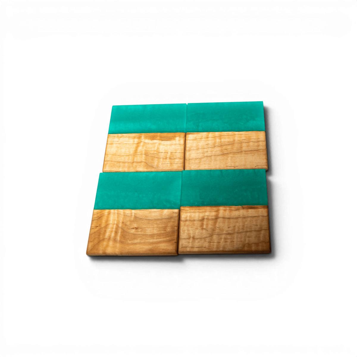 Maple with Mint Green Epoxy Coaster