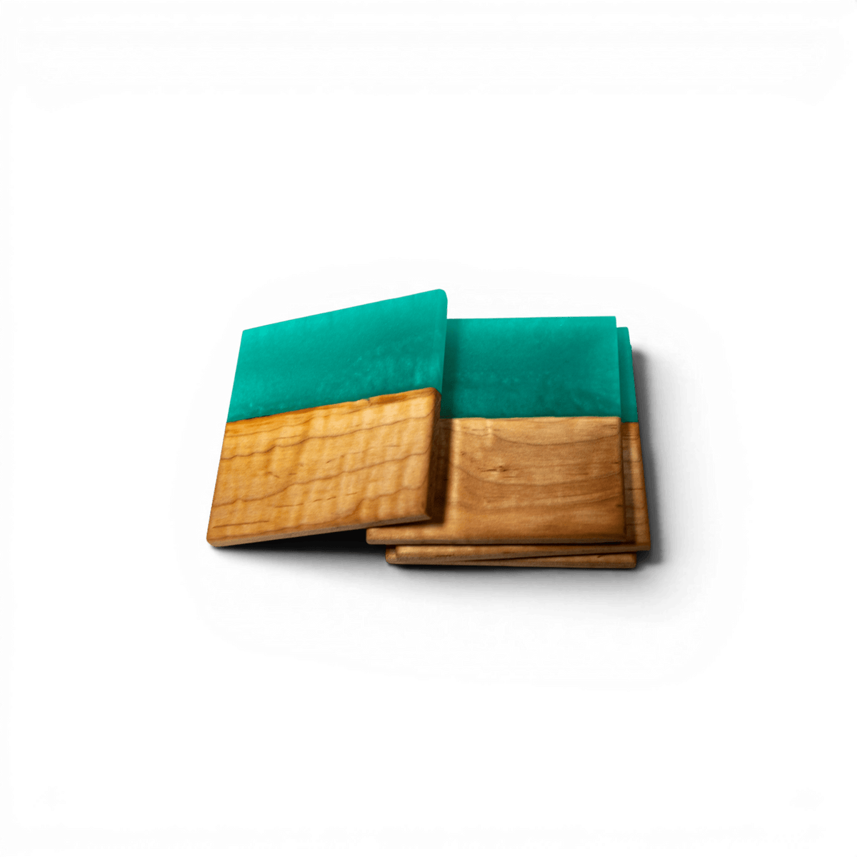 Maple with Mint Green Epoxy Coaster
