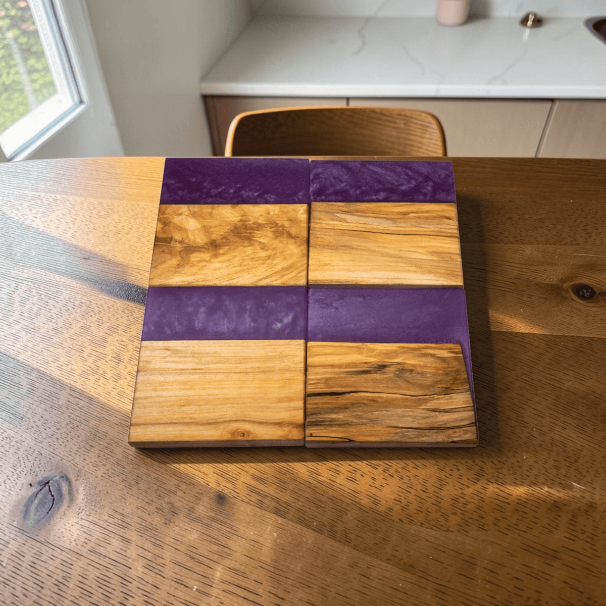 Maple with Violet Epoxy Coaster