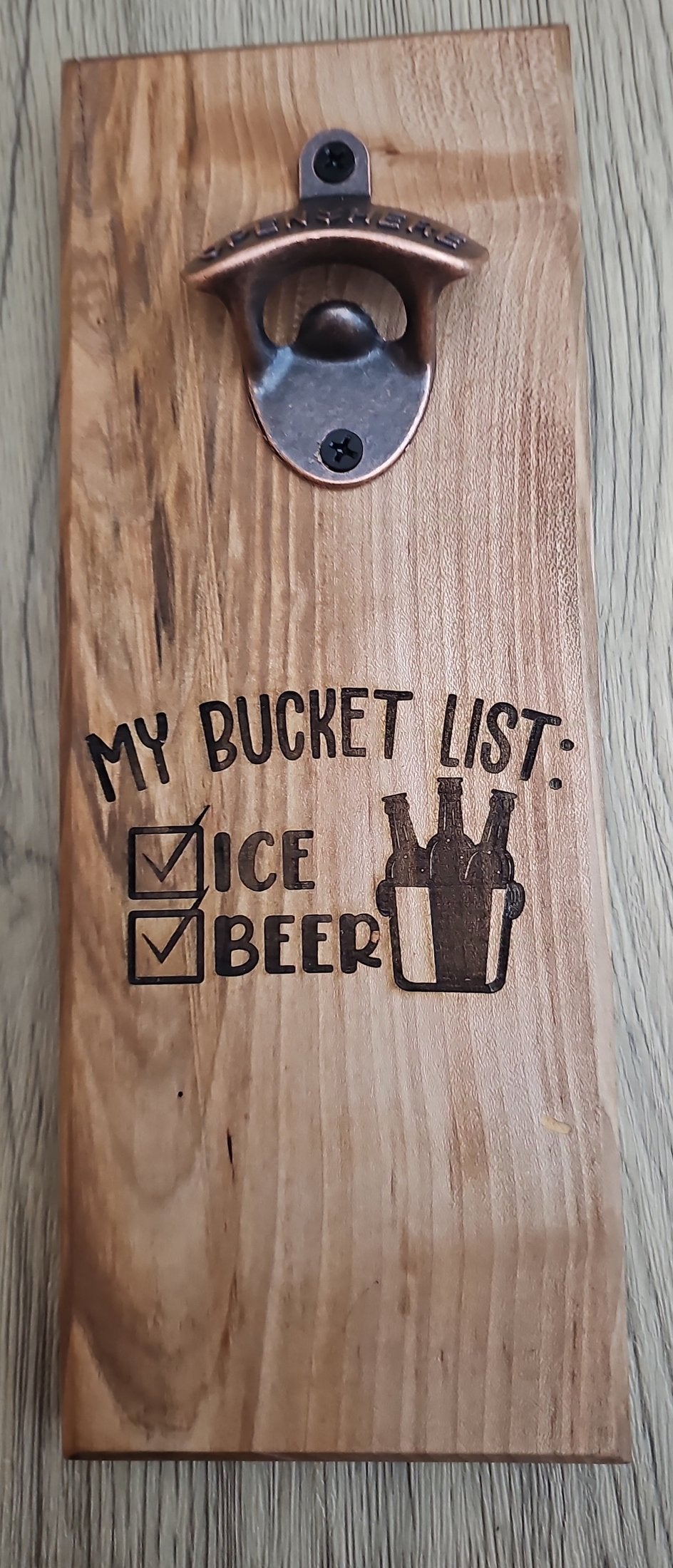 My Bucket List" Wall Mounted Magnetic Bottle Opener Engrave