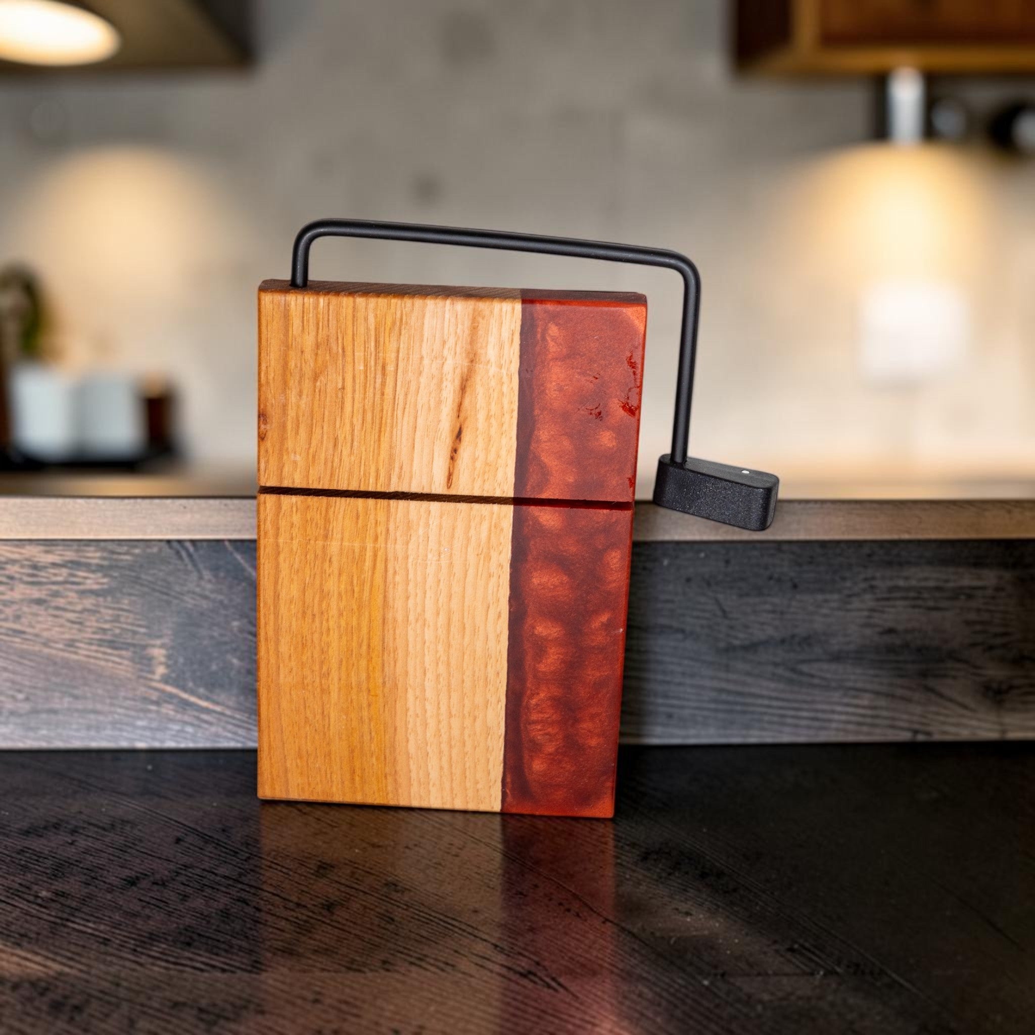 Oak Wood Copper Epoxy Cheese Slicer Board
