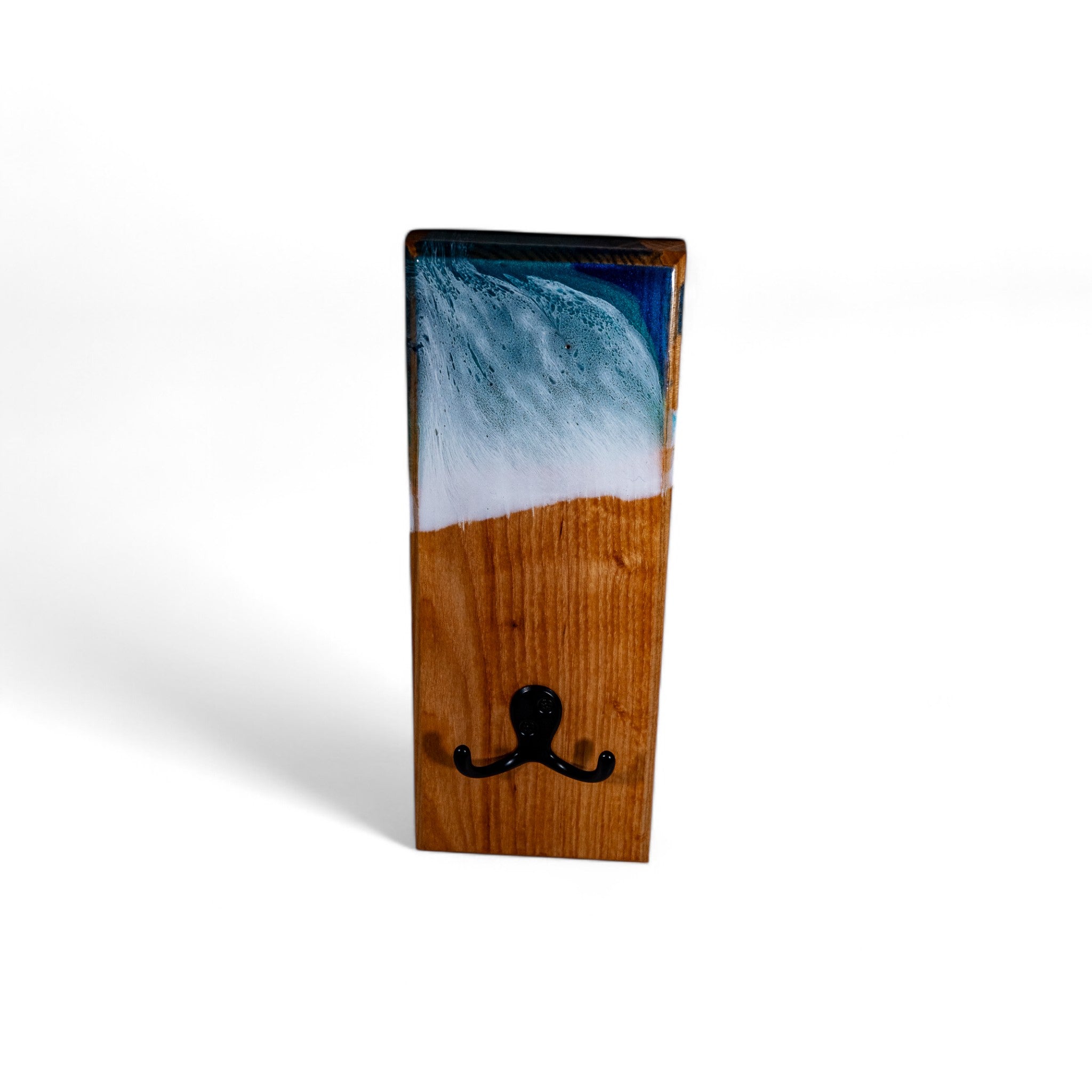 Ocean Key Hook with resin wave design and black metal double hook