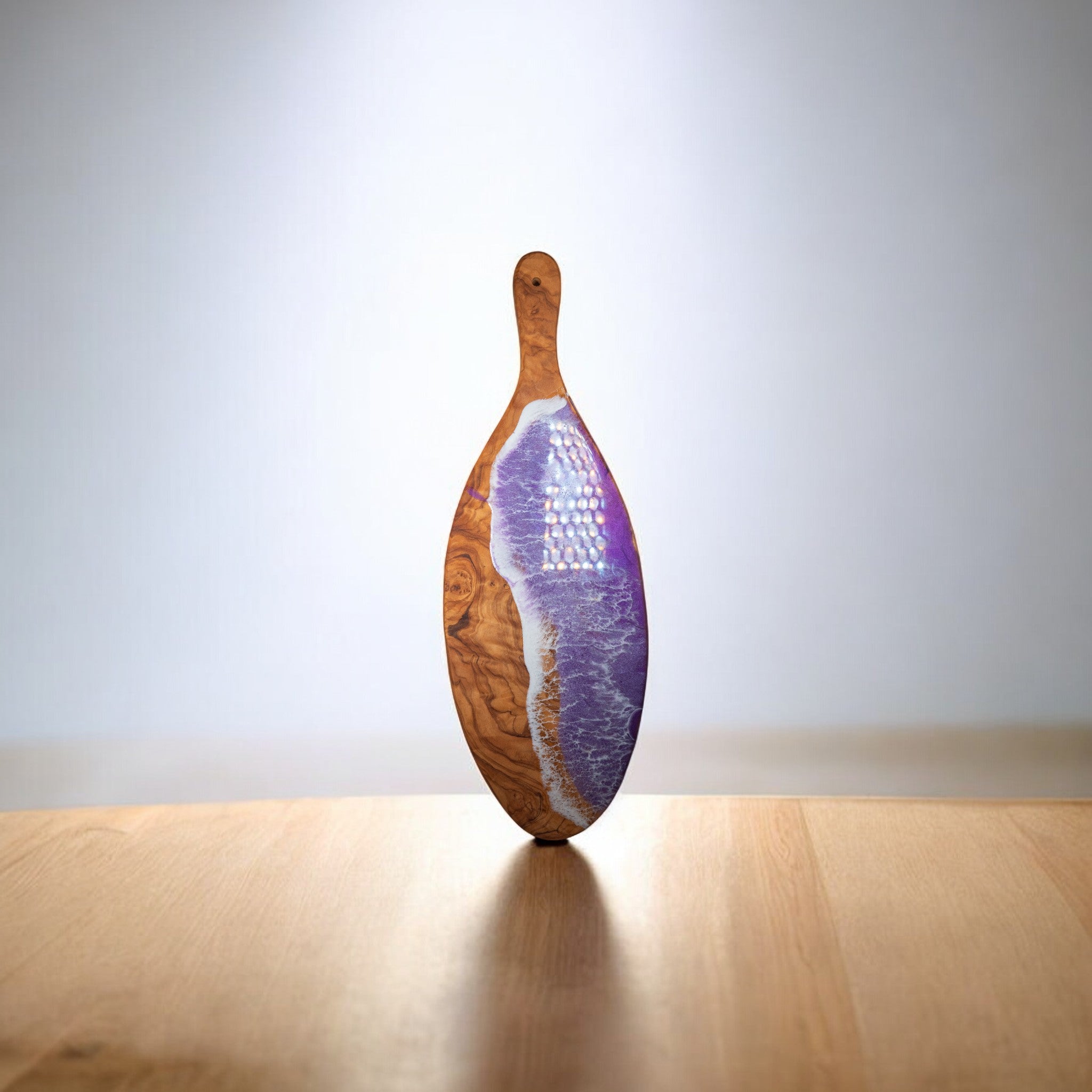 Purple Handcrafted Ocean Wave Olive Wood Charcuterie Board - Serving Platter