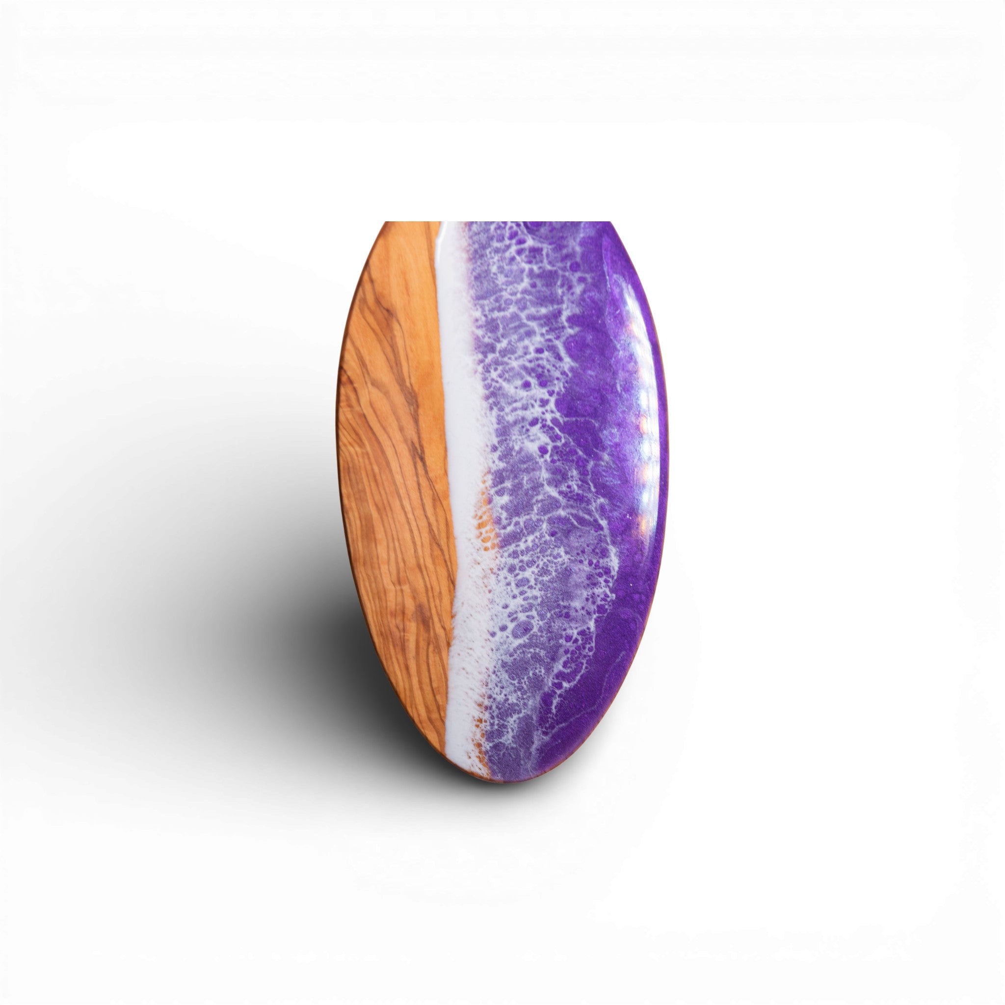 Purple Handcrafted Ocean Wave Olive Wood Charcuterie Board - Serving Platter