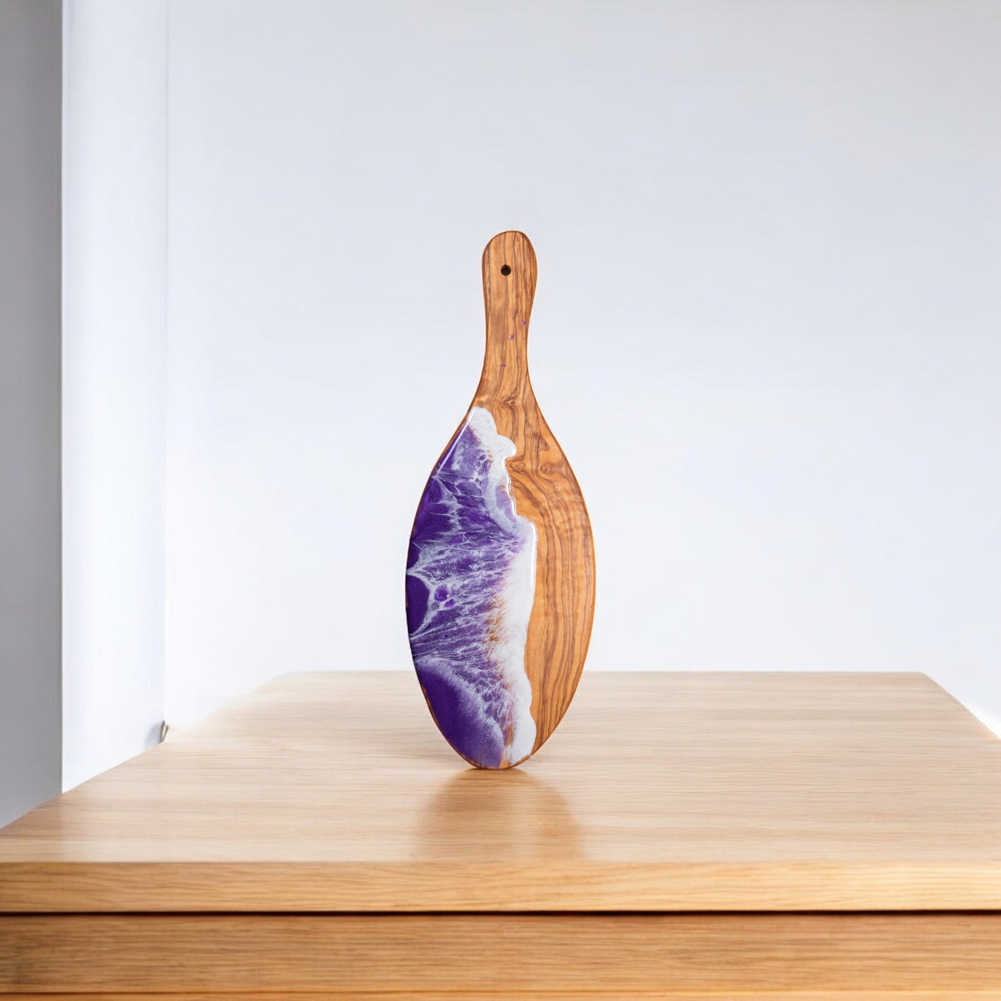 Purple Handcrafted Ocean Wave Olive Wood Charcuterie Board - Serving Platter