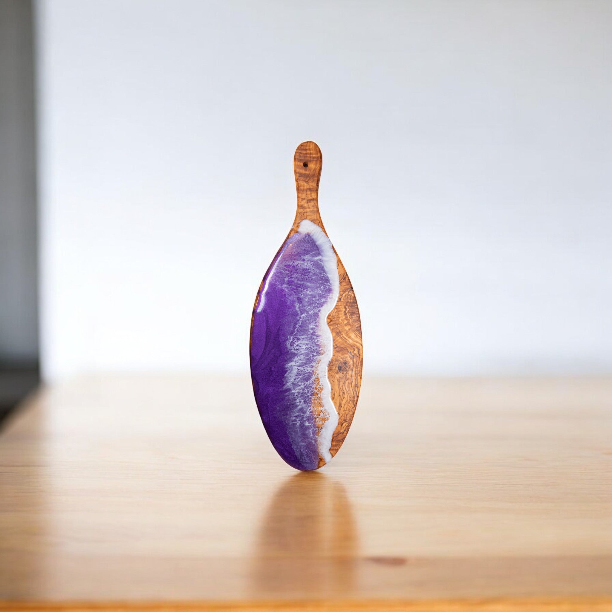 Purple Handcrafted Ocean Wave Olive Wood Charcuterie Board - Serving Platter