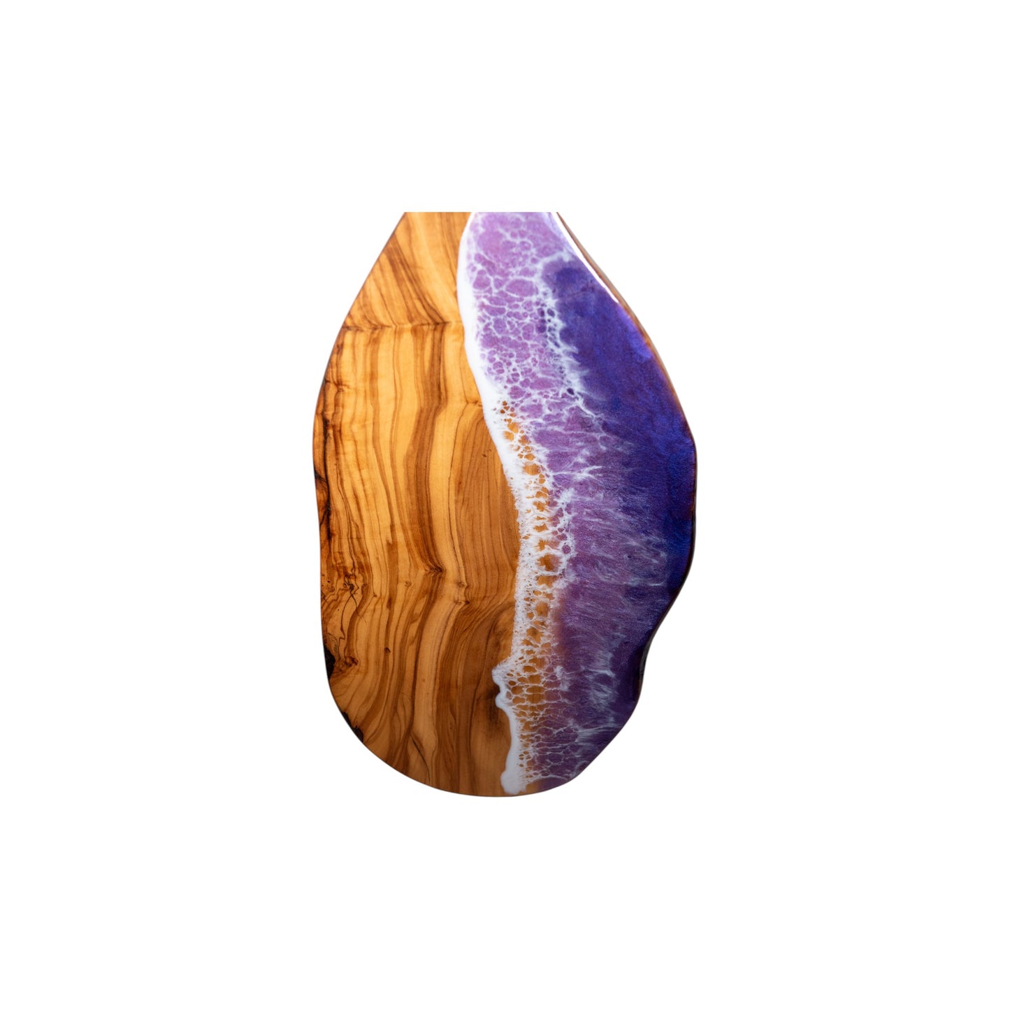Purple Handcrafted Ocean Wave Olive Wood Charcuterie Board - Serving Platter