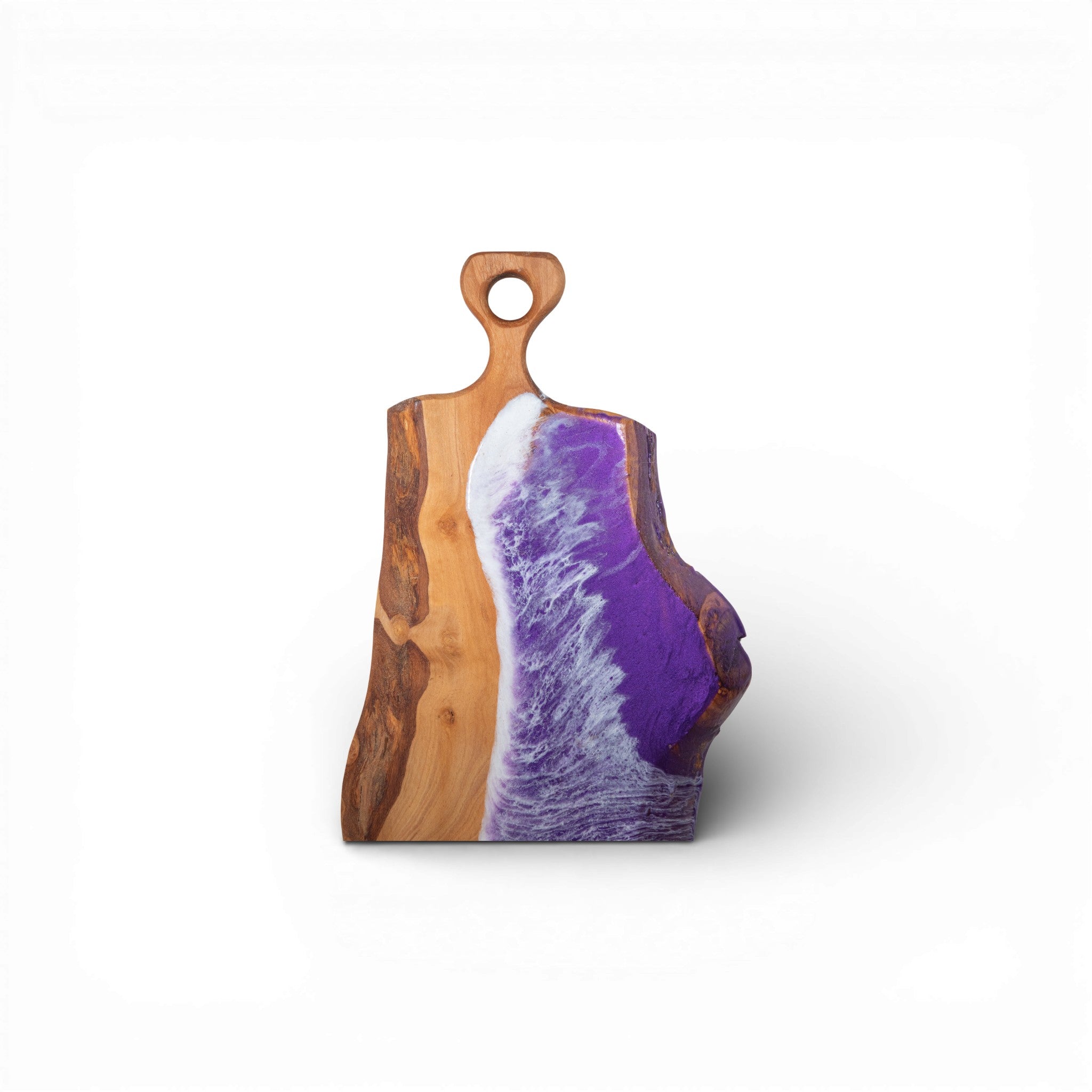 Purple Handcrafted Ocean Wave Olive Wood Charcuterie Board - Serving Platter