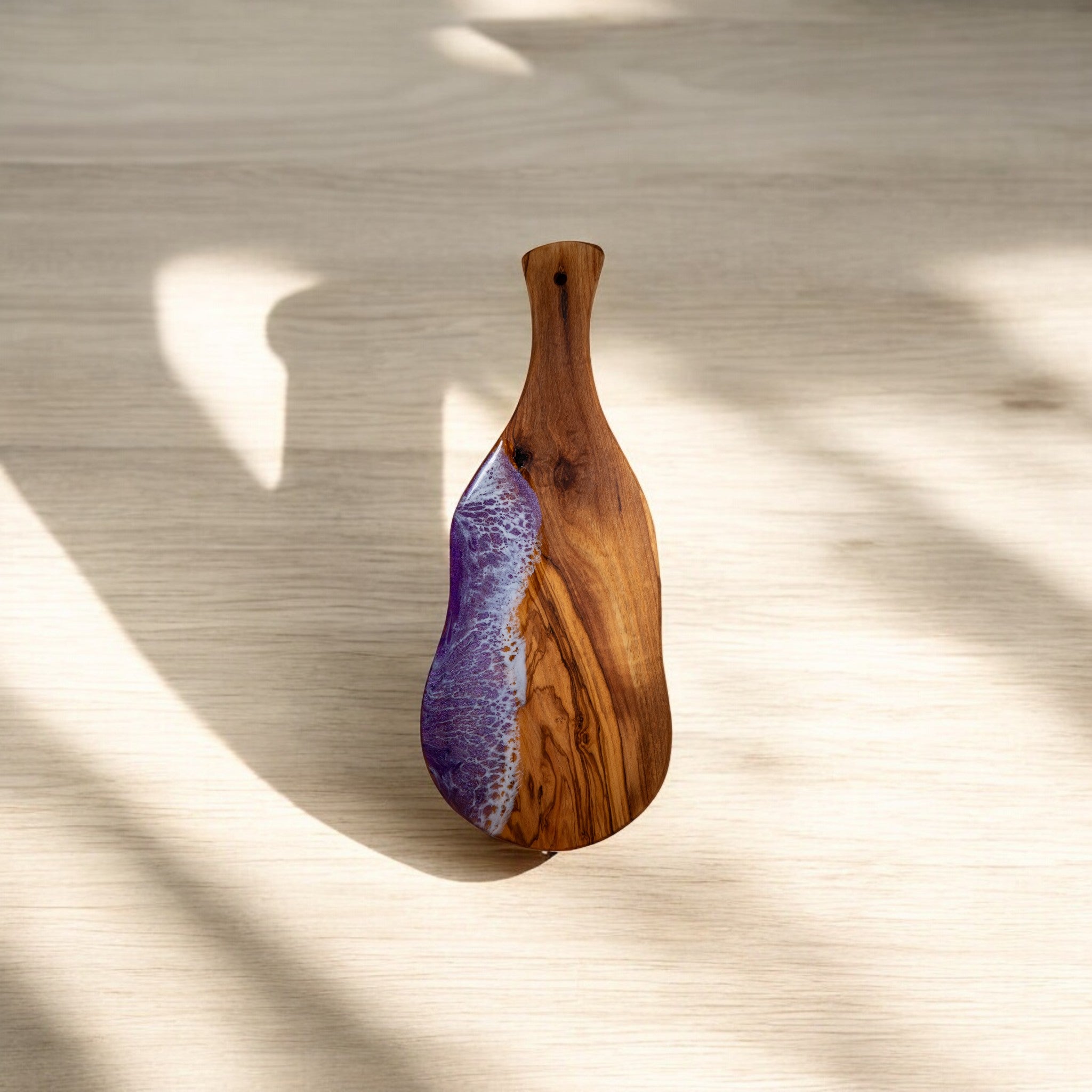Purple Handcrafted Ocean Wave Olive Wood Charcuterie Board - Serving Platter