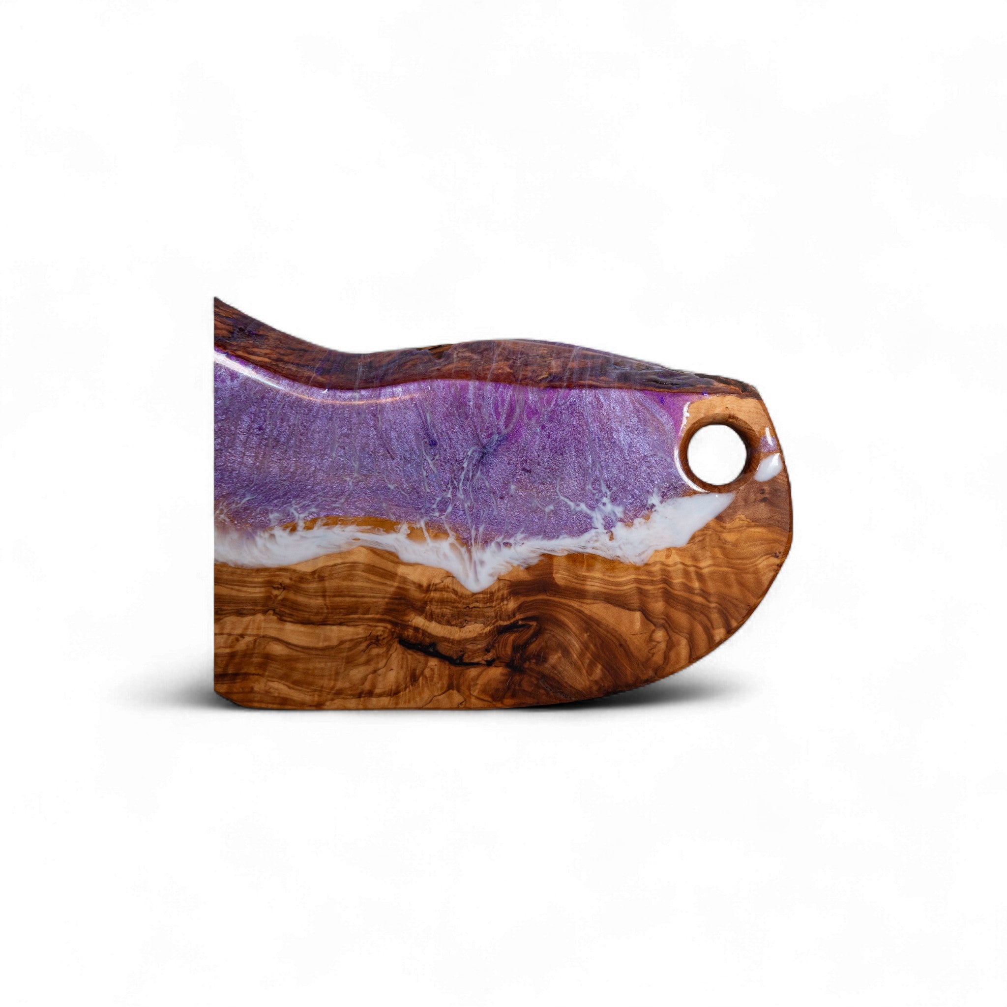 Purple Handcrafted Ocean Wave Olive Wood Charcuterie Board - Serving Platter