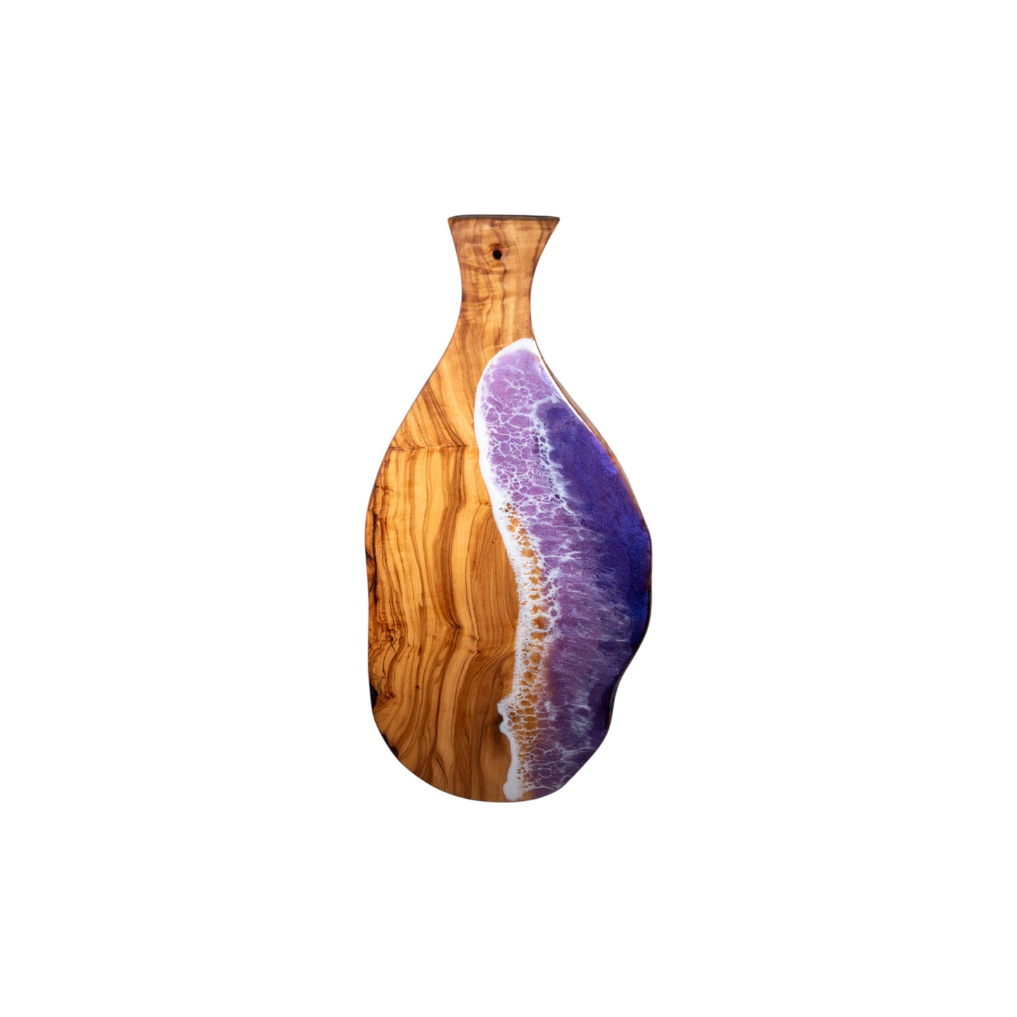 Purple Handcrafted Ocean Wave Olive Wood Charcuterie Board - Serving Platter