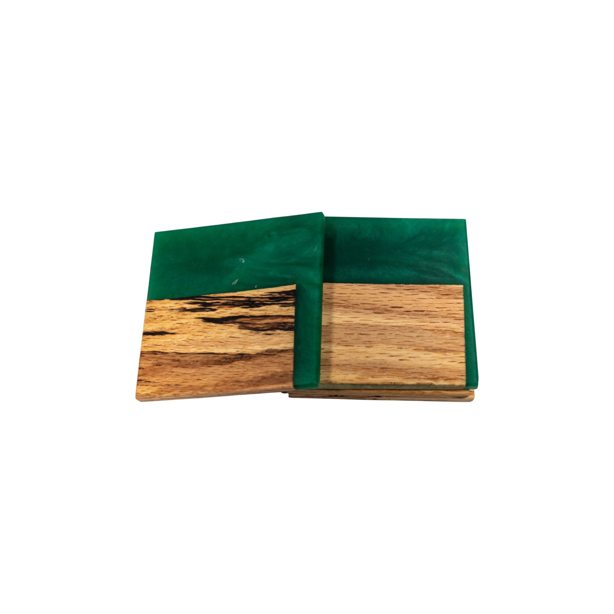 Red Oak with Green Epoxy Coaster