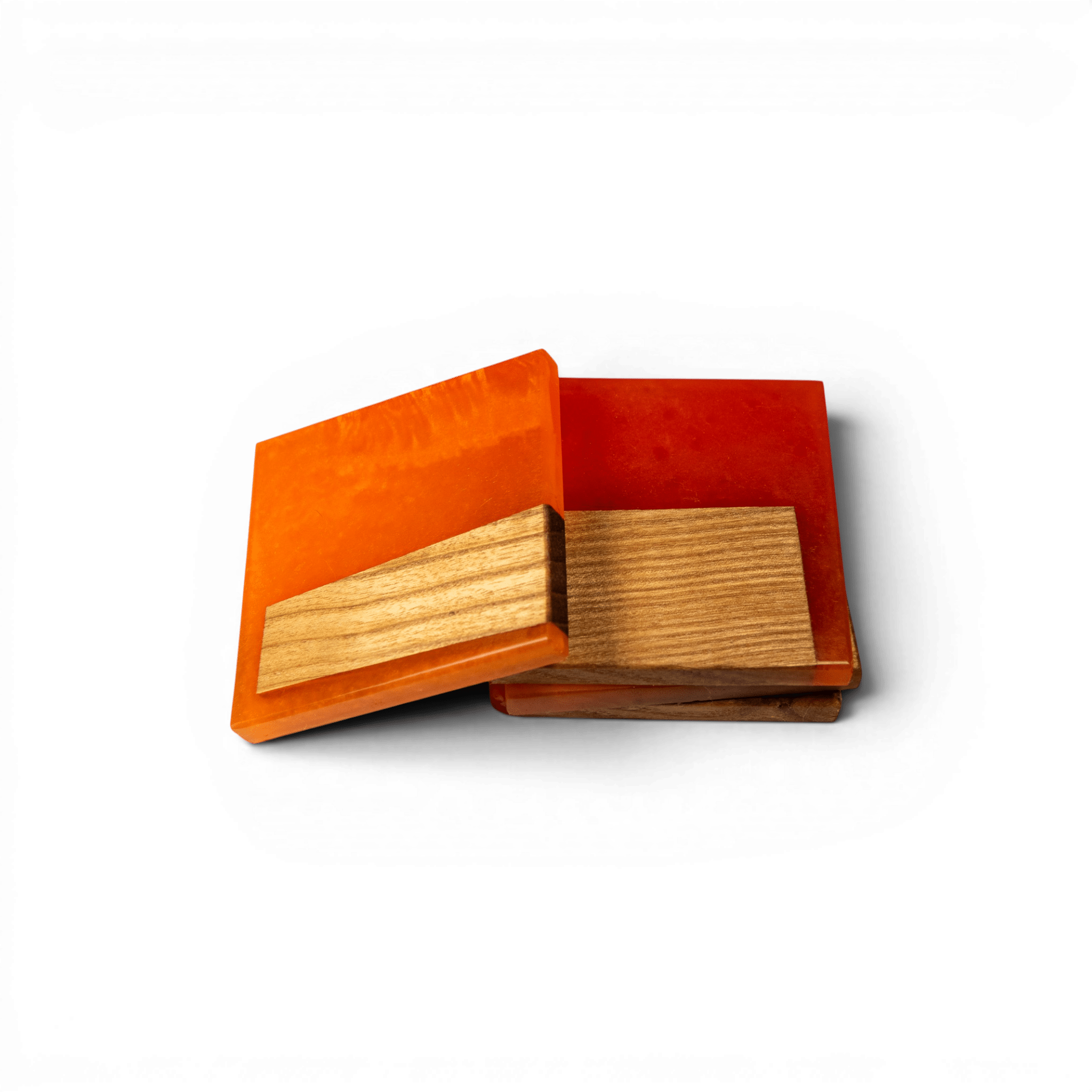 Sassafras Wood with Orange Epoxy Coaster