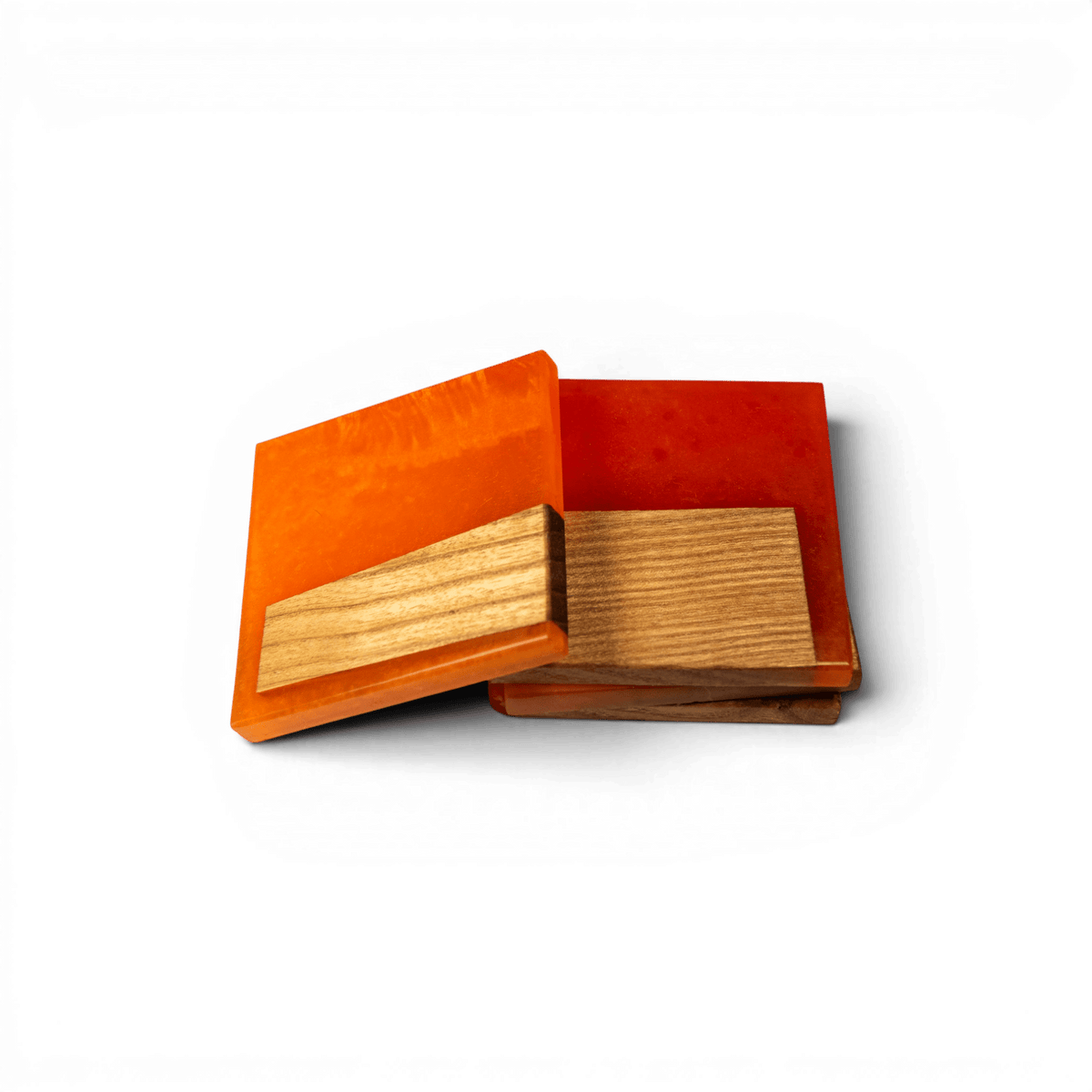 Sassafras Wood with Orange Epoxy Coaster