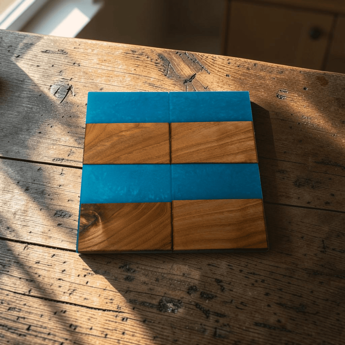 Sassafras with Sea Blue Epoxy Coaster