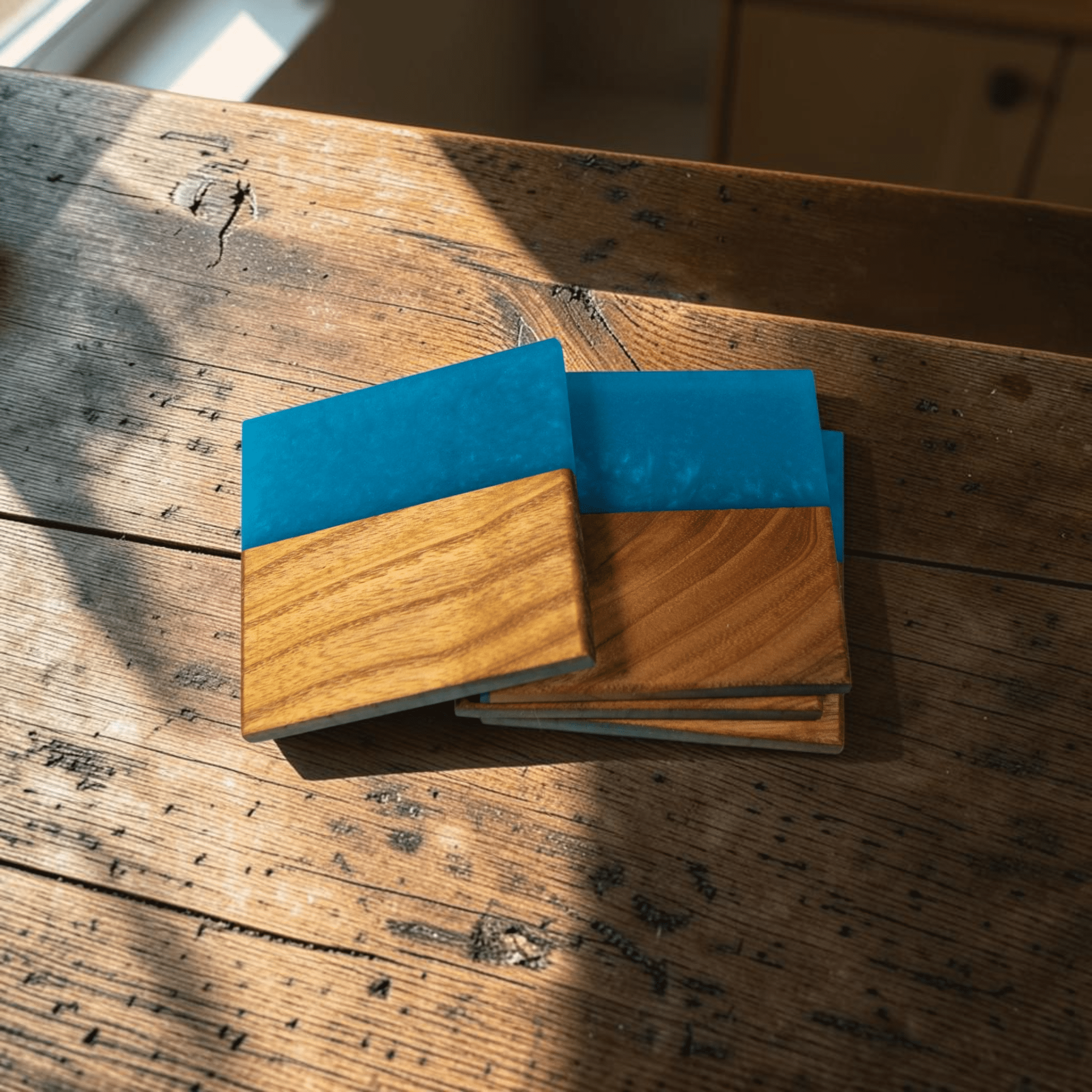 Sassafras with Sea Blue Epoxy Coaster