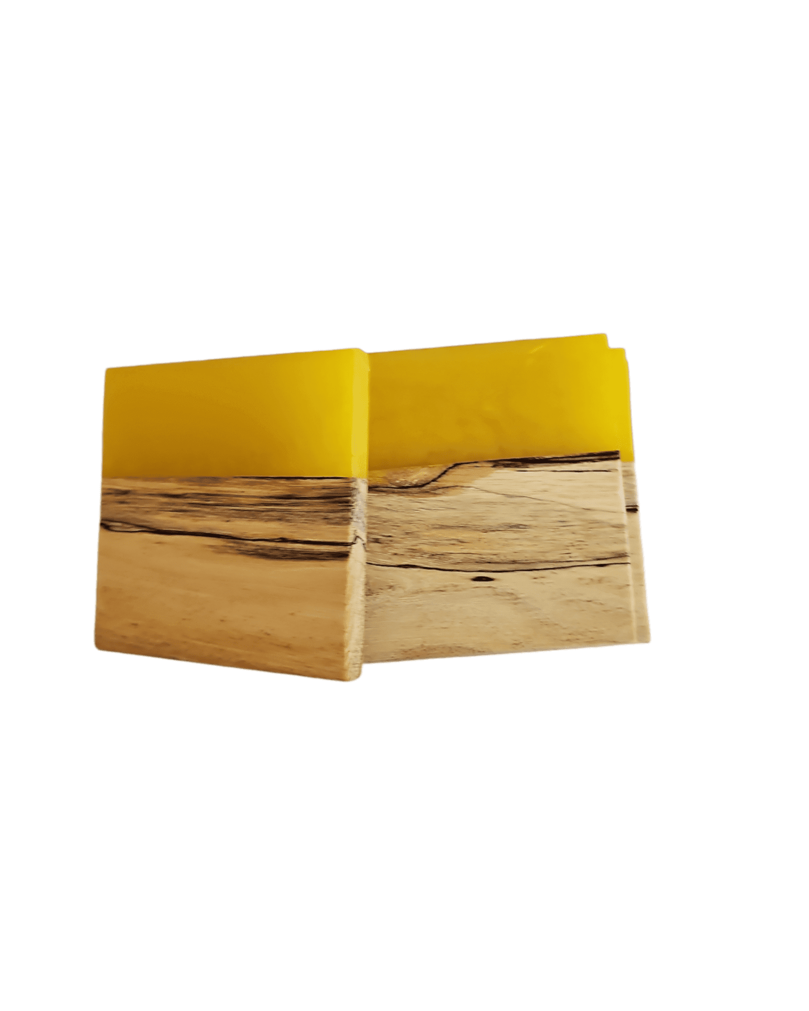Spalted Hickory with Yellow Epoxy Coaster