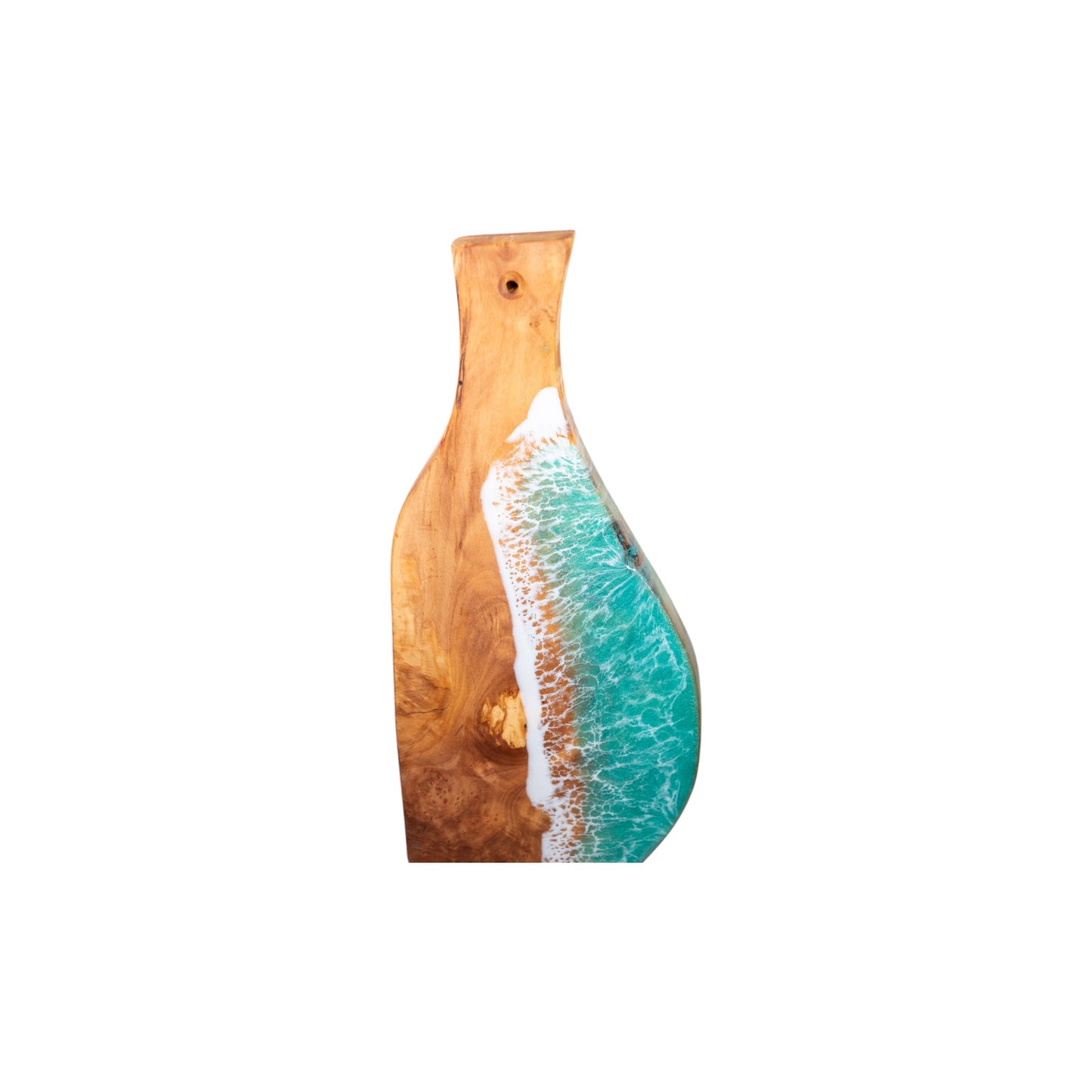 Turquoise Handcrafted Ocean Wave Olive Wood Charcuterie Board - Serving Platter