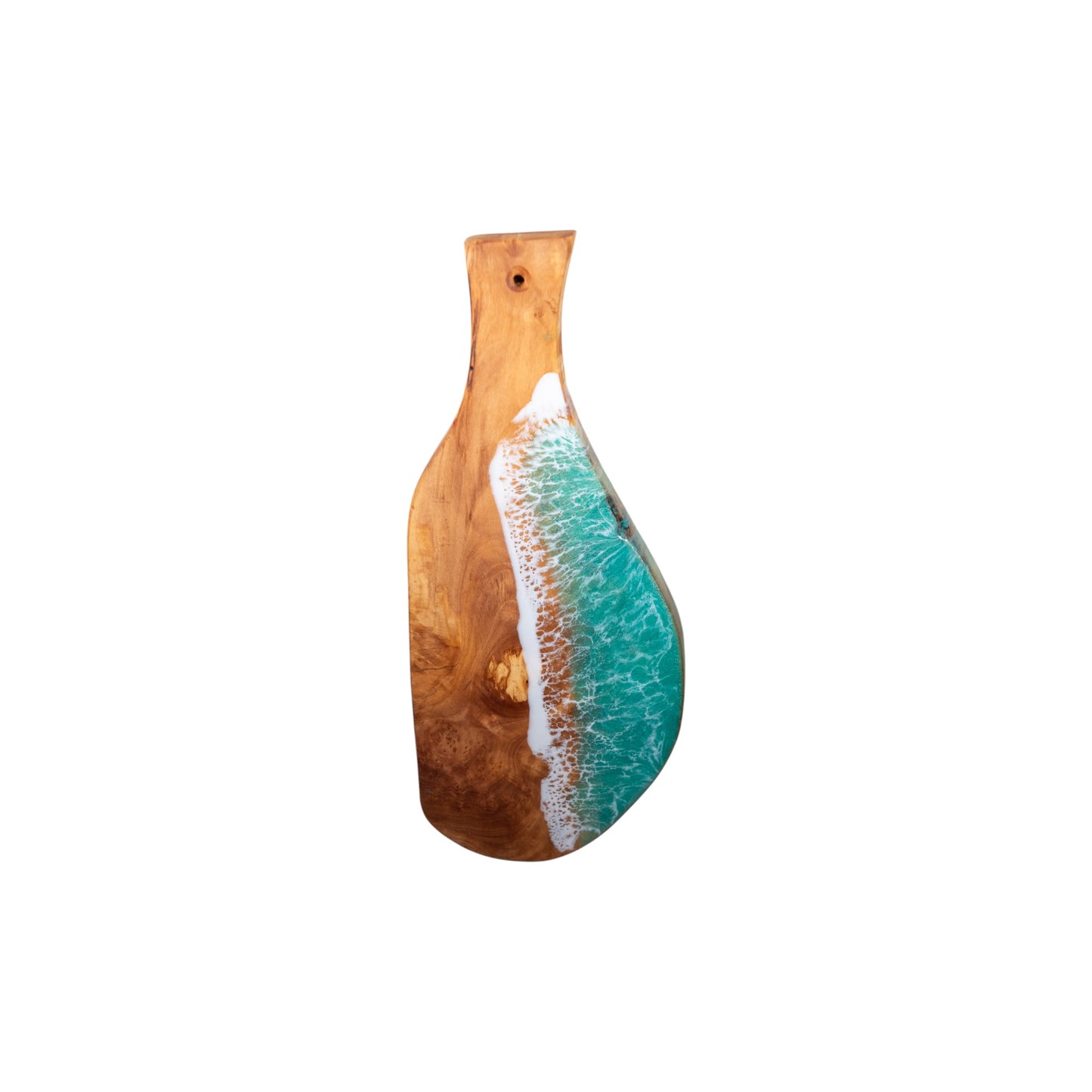 Turquoise Handcrafted Ocean Wave Olive Wood Charcuterie Board - Serving Platter