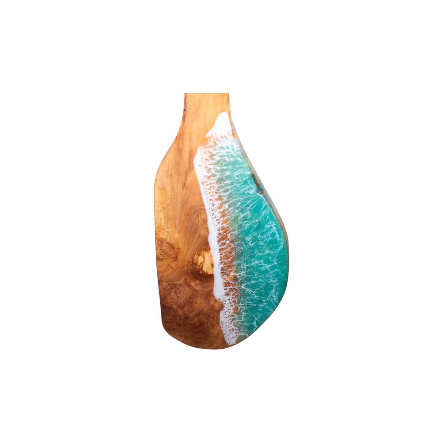Turquoise Handcrafted Ocean Wave Olive Wood Charcuterie Board - Serving Platter