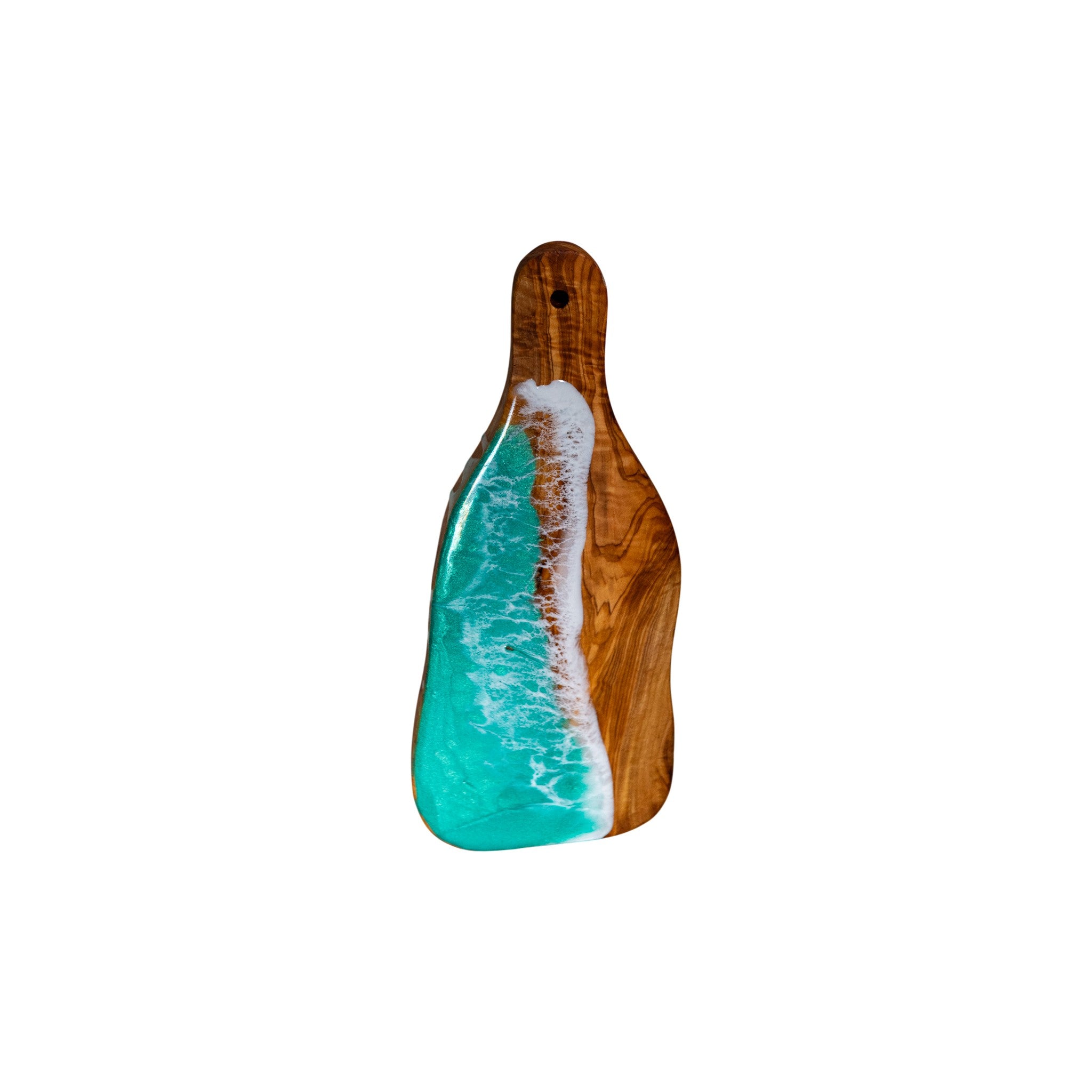 Turquoise Handcrafted Ocean Wave Olive Wood Charcuterie Board- Serving Platter