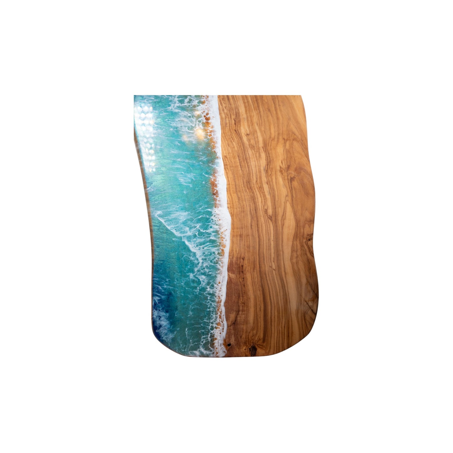 Turquoise Handcrafted Purple Ocean Wave Olive Wood Charcuterie Board - Serving Platter
