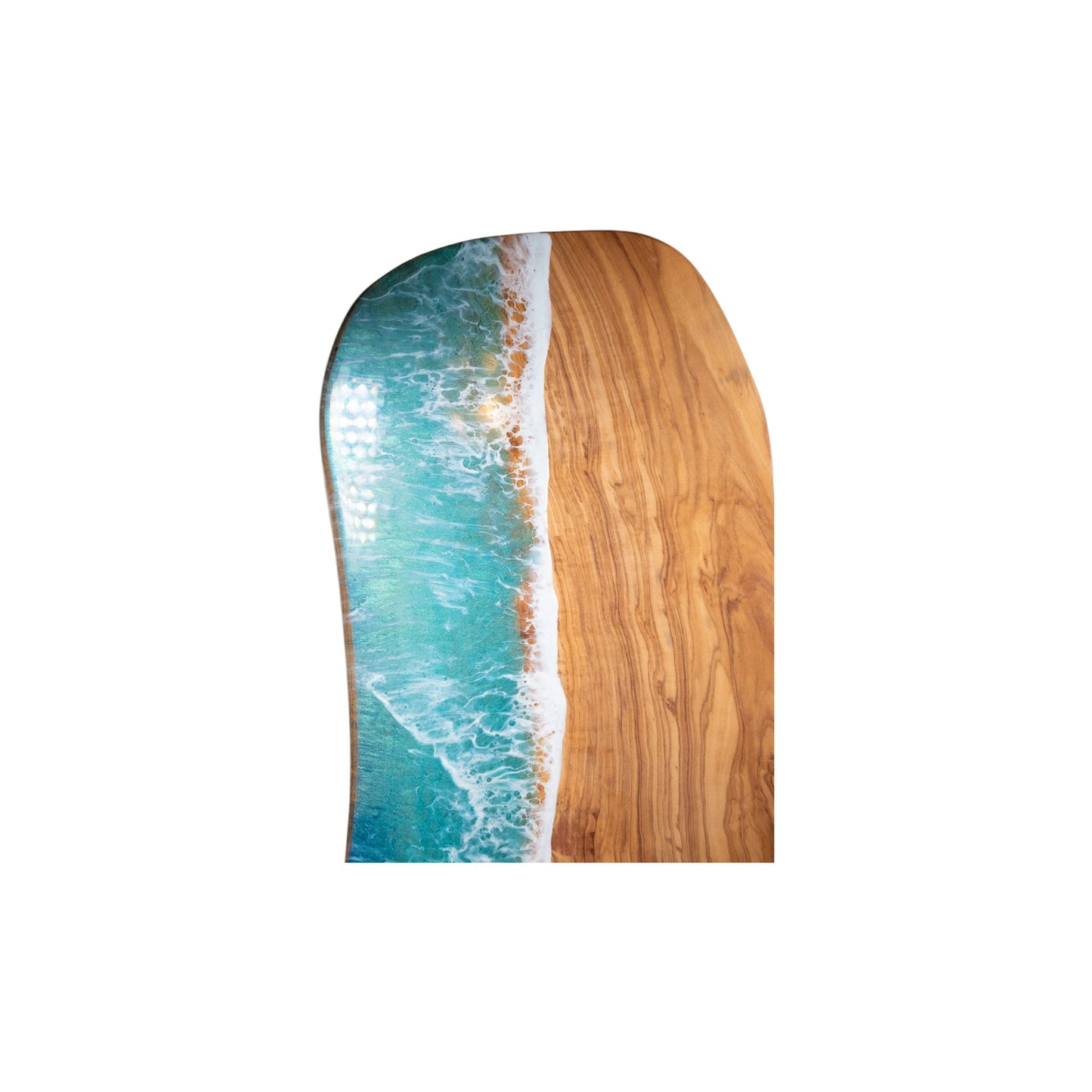 Turquoise Handcrafted Purple Ocean Wave Olive Wood Charcuterie Board - Serving Platter