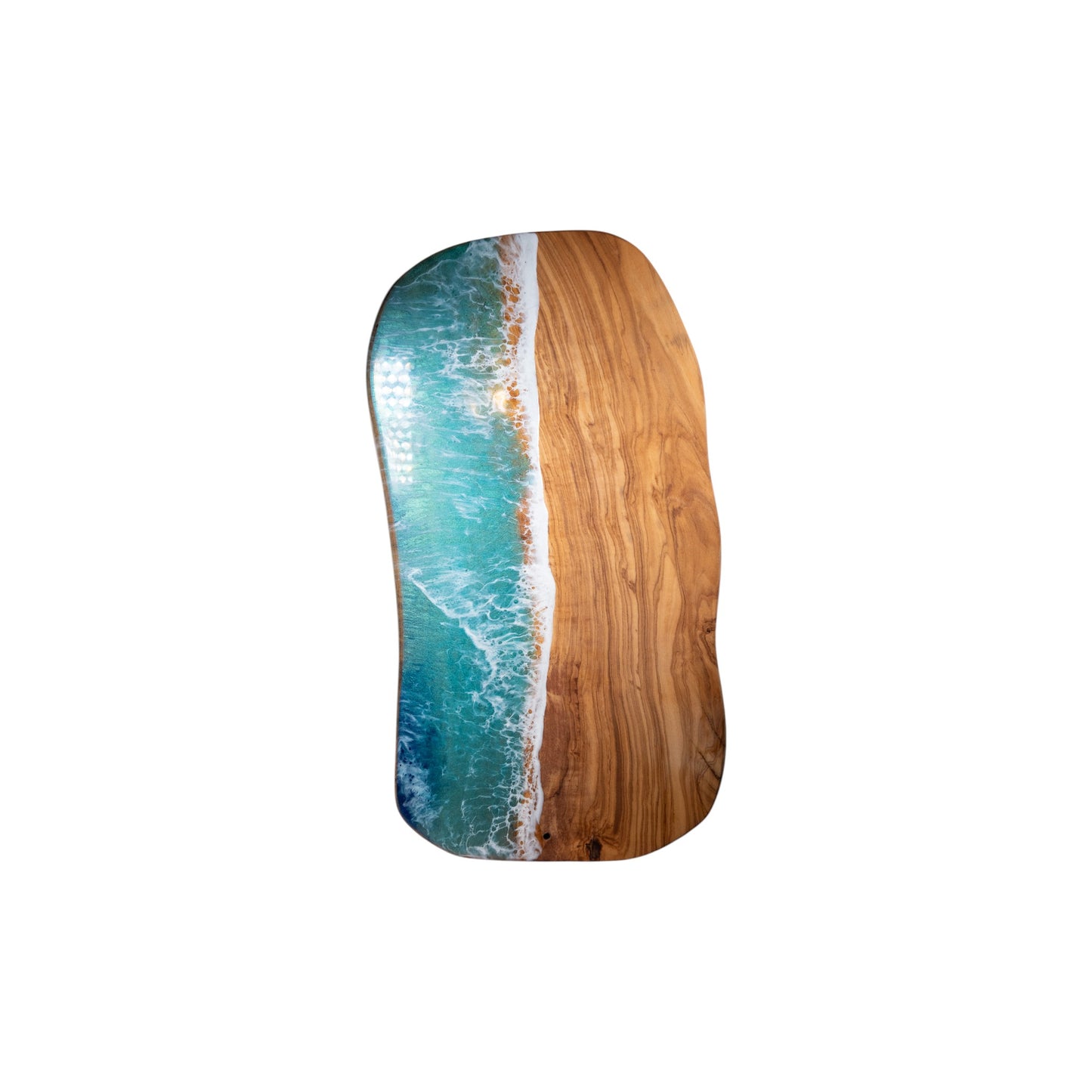 Turquoise Handcrafted Purple Ocean Wave Olive Wood Charcuterie Board - Serving Platter
