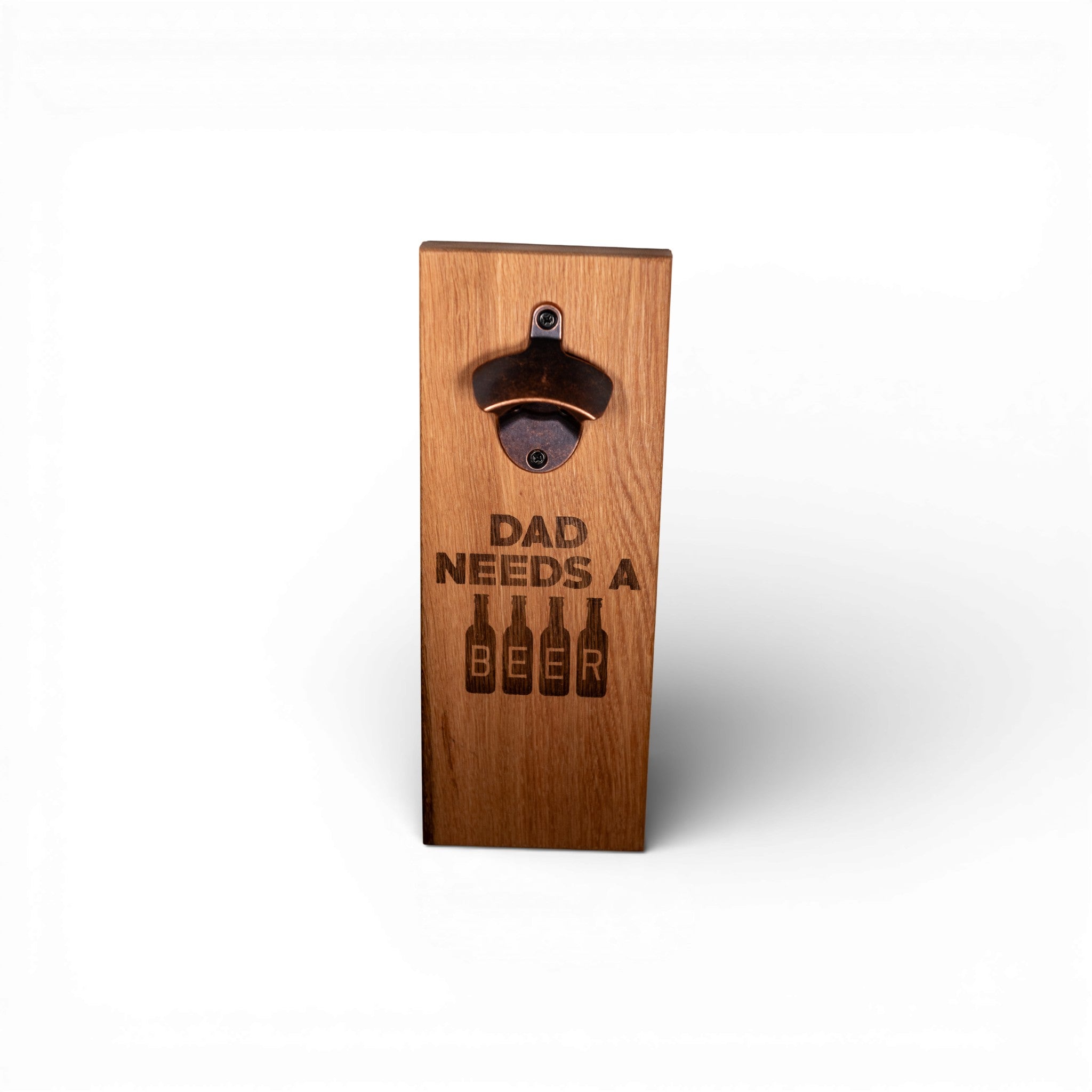 Wall Mounted Magnetic Bottle Opener Engrave "Dad needs a Beer