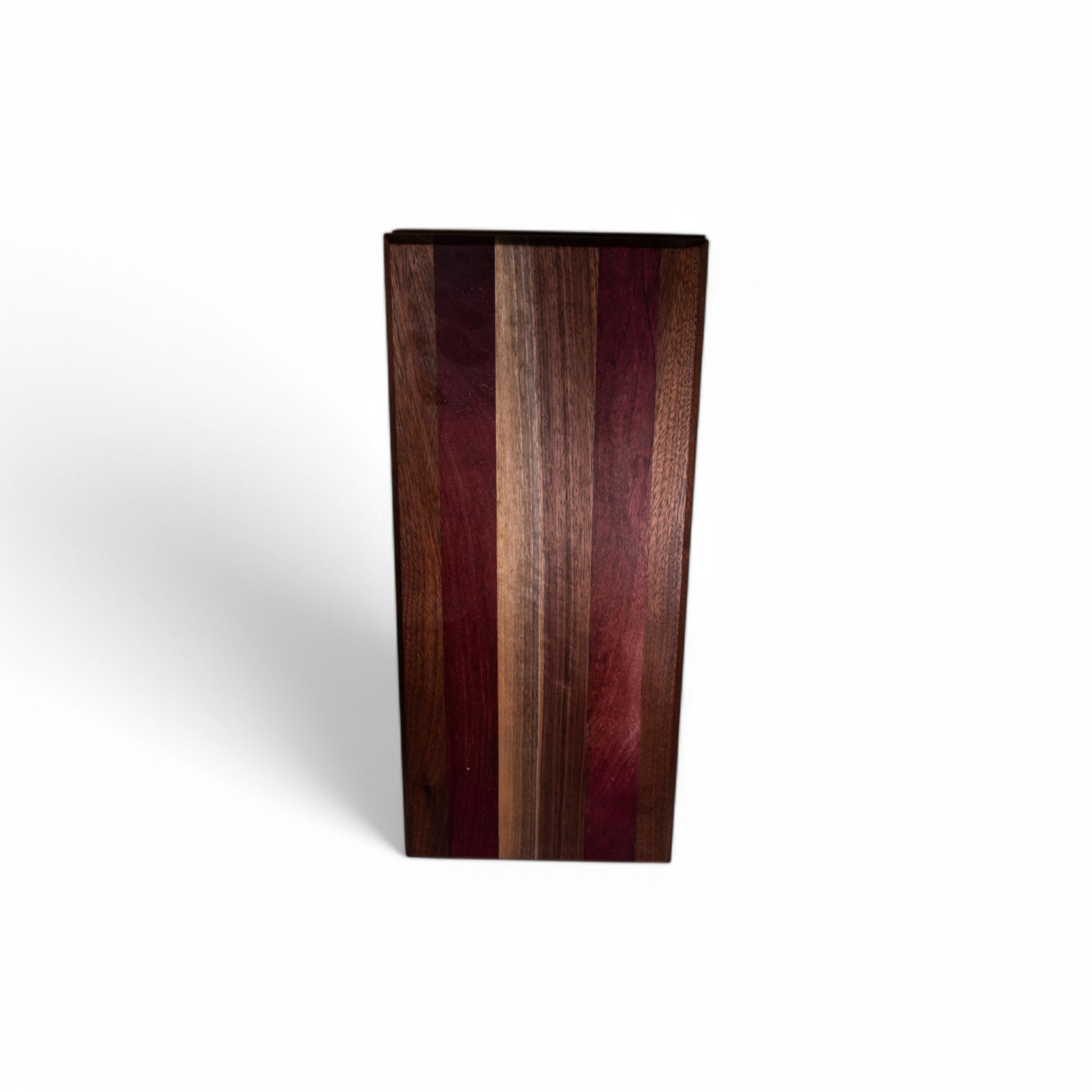 Handcrafted walnut and purple heart serving board smooth finish