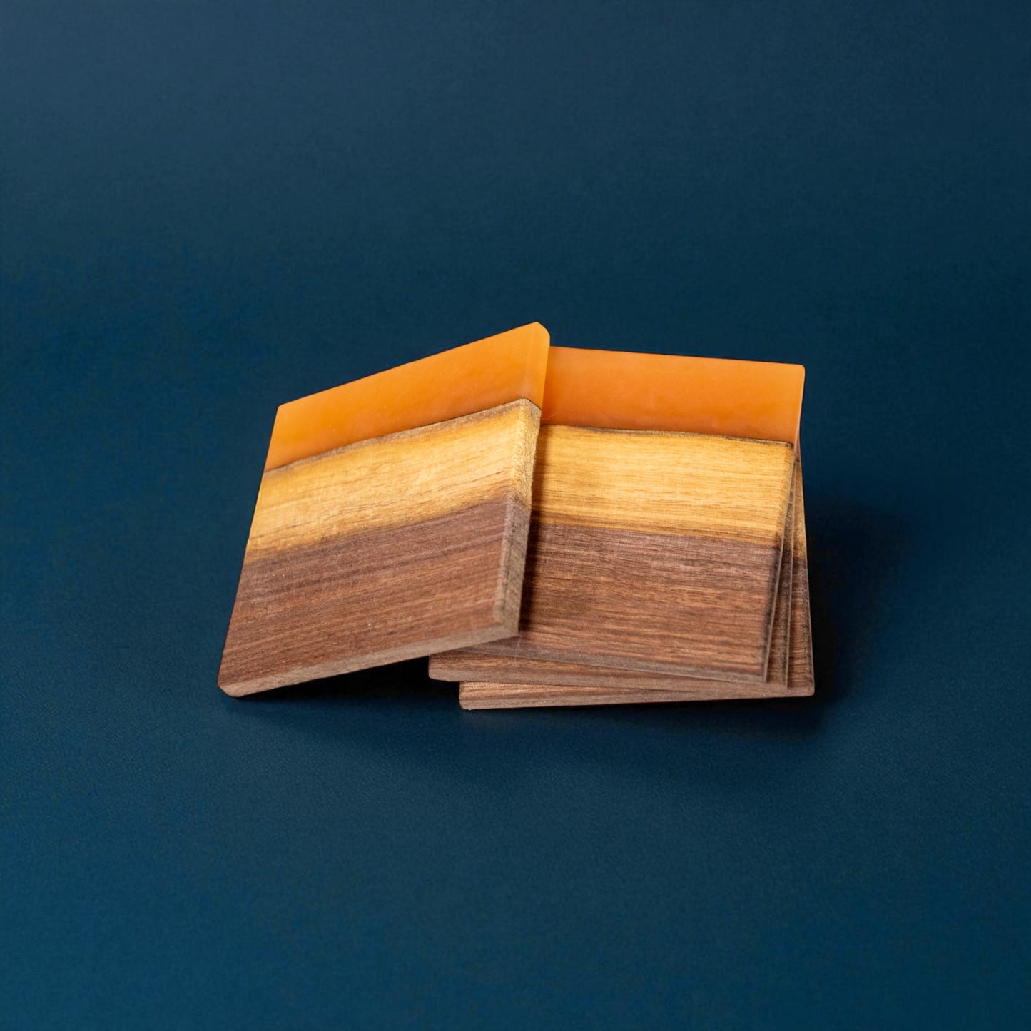 Walnut Wood with Orange Epoxy Coaster