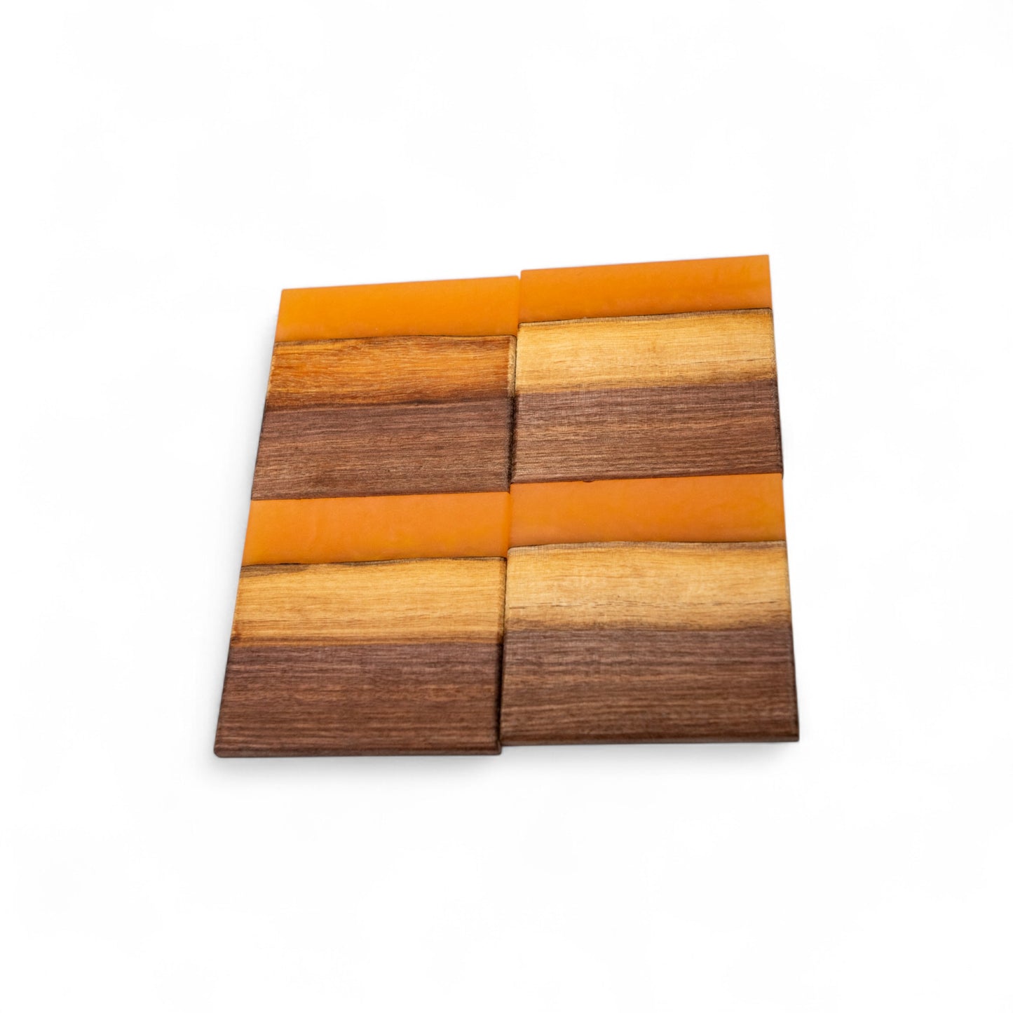 Walnut Wood with Orange Epoxy Coaster