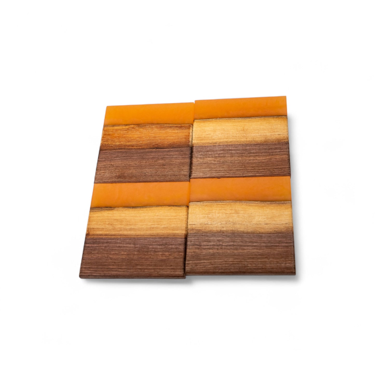 Walnut Wood with Orange Epoxy Coaster