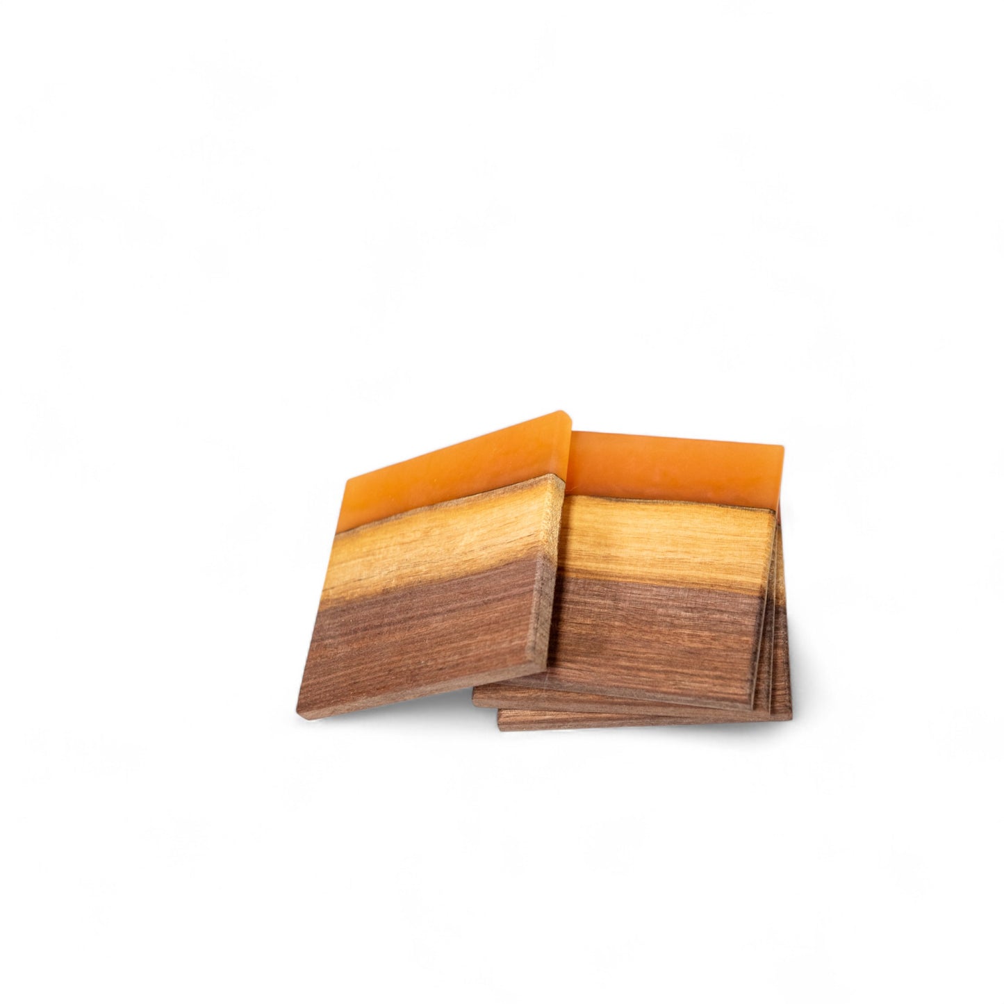 Walnut Wood with Orange Epoxy Coaster