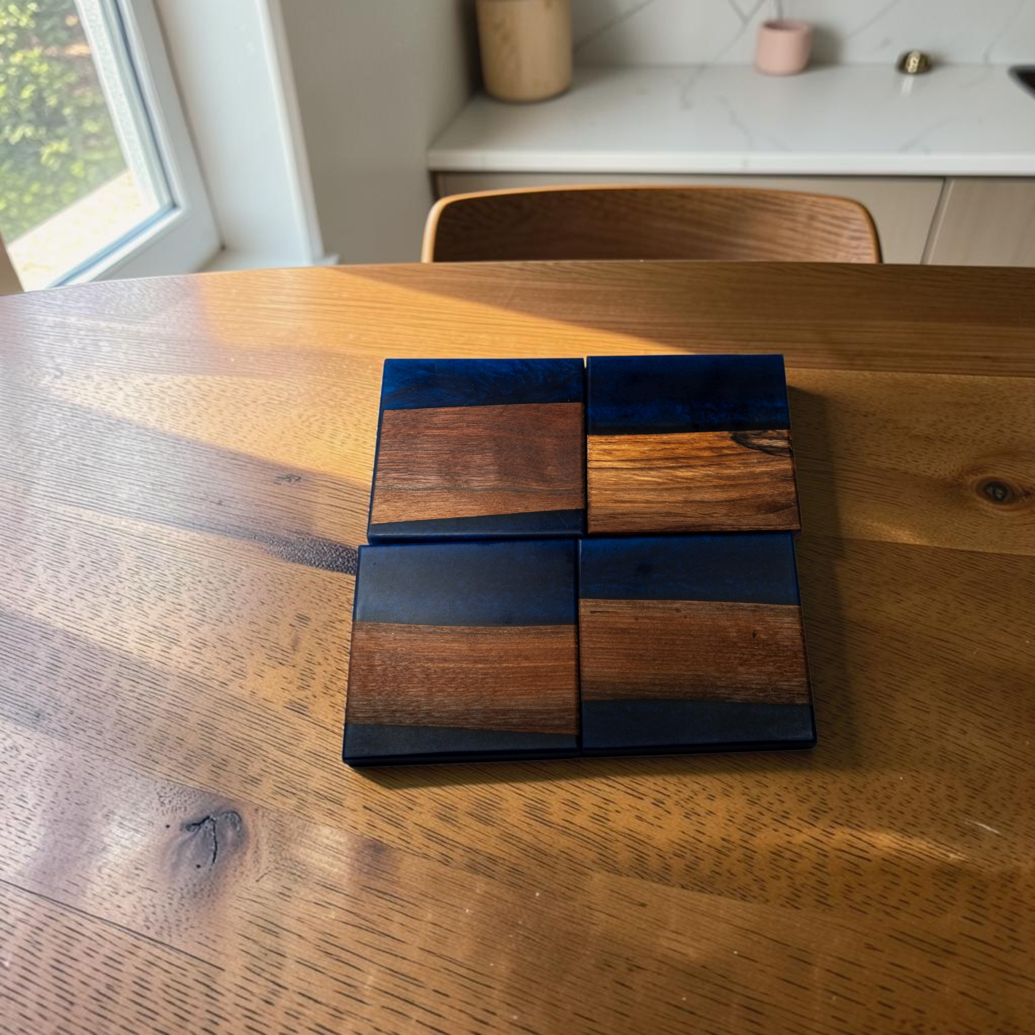 Walnut with Black Epoxy Coaster