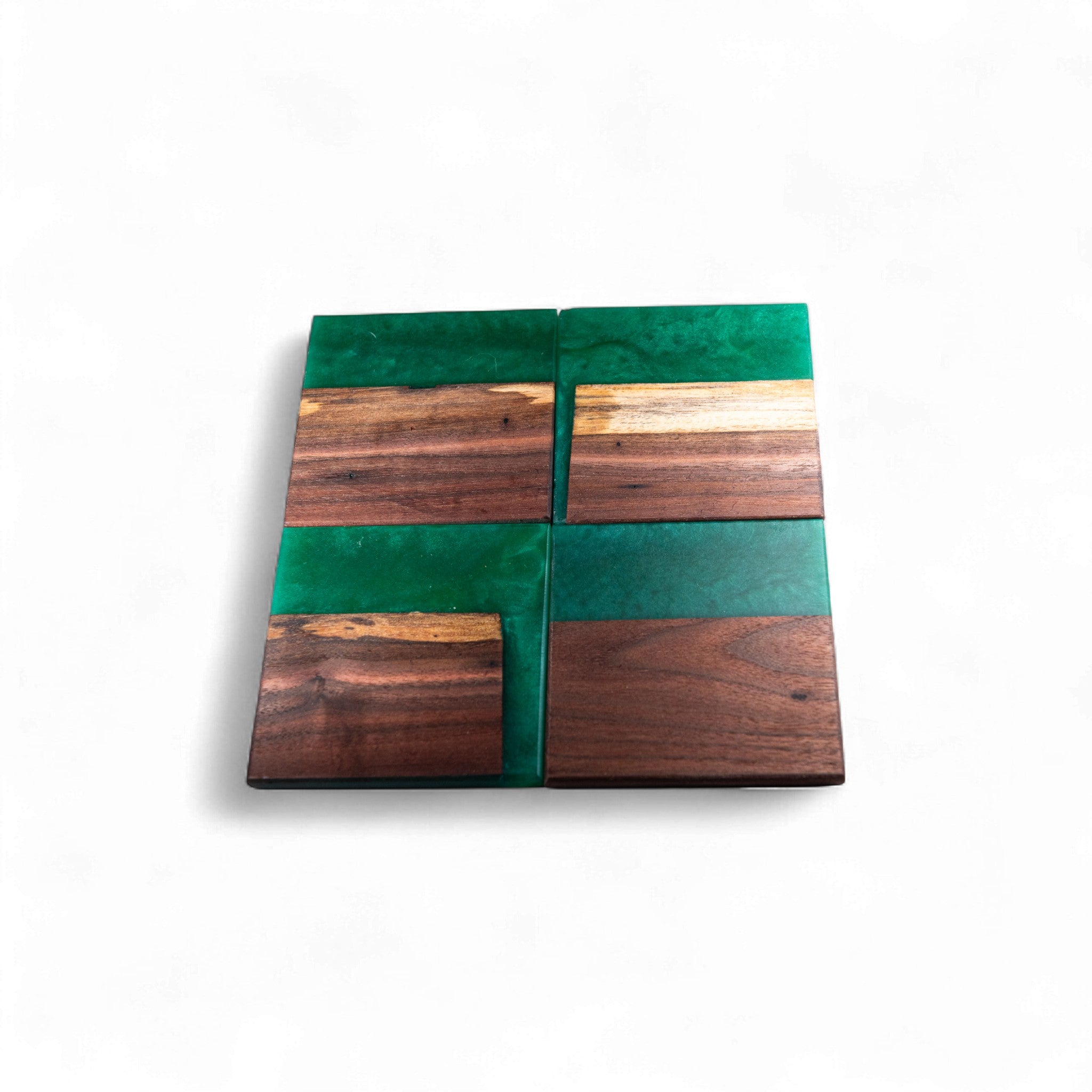 Walnut with Dark Green Epoxy Coaster