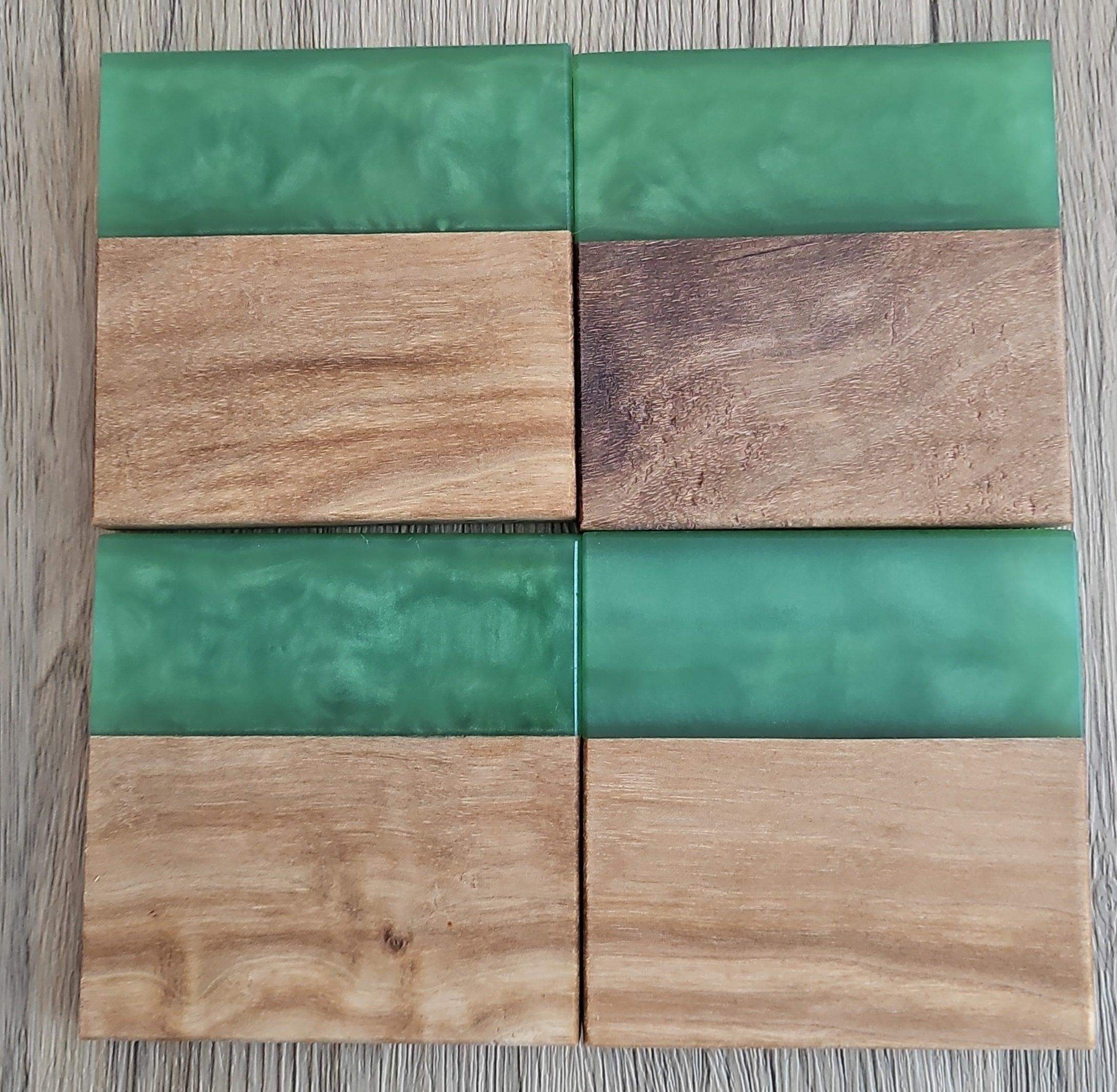 Walnut with Medium Green Epoxy Coaster