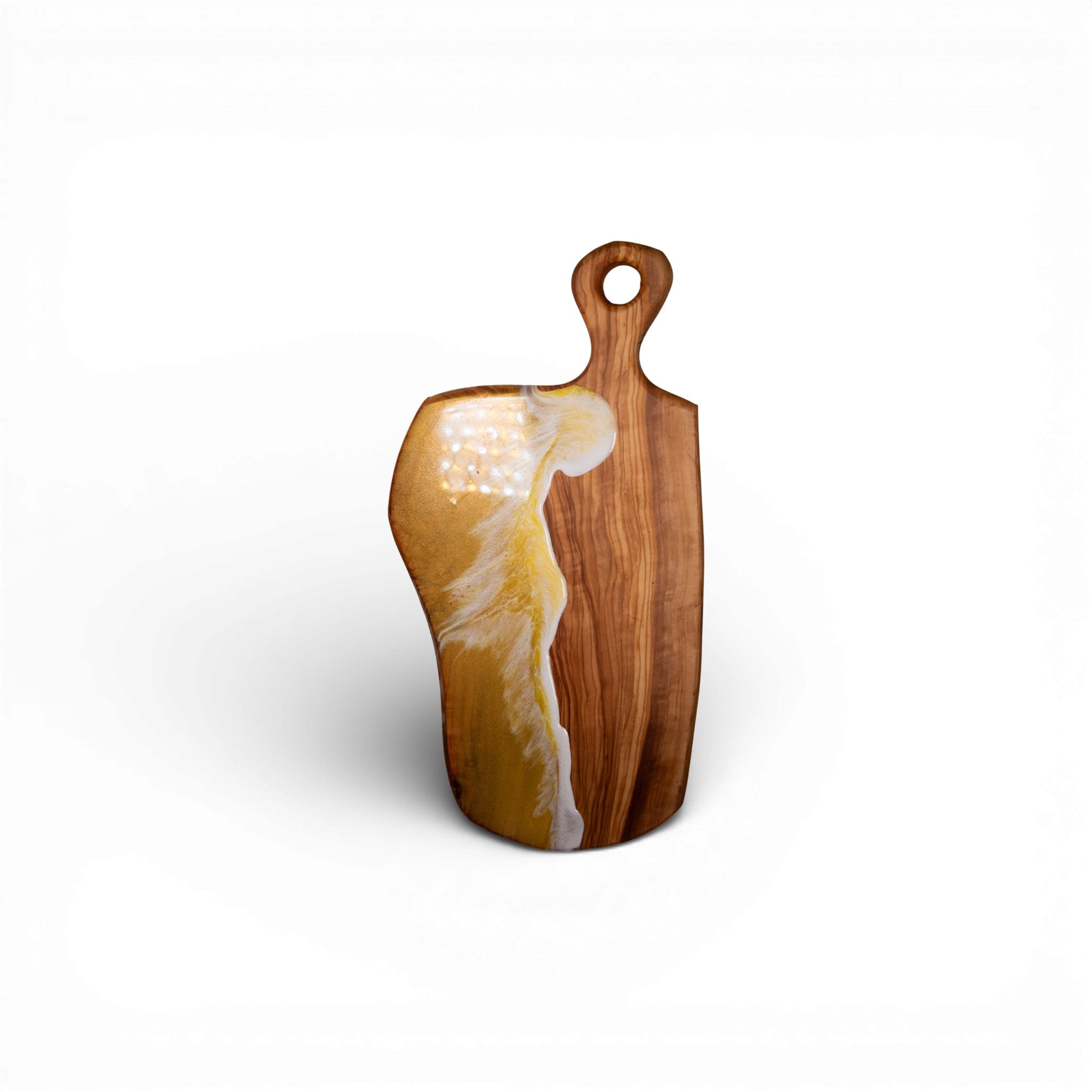 Yellow Handcrafted Ocean Wave Olive Wood Charcuterie Board - Serving Platter