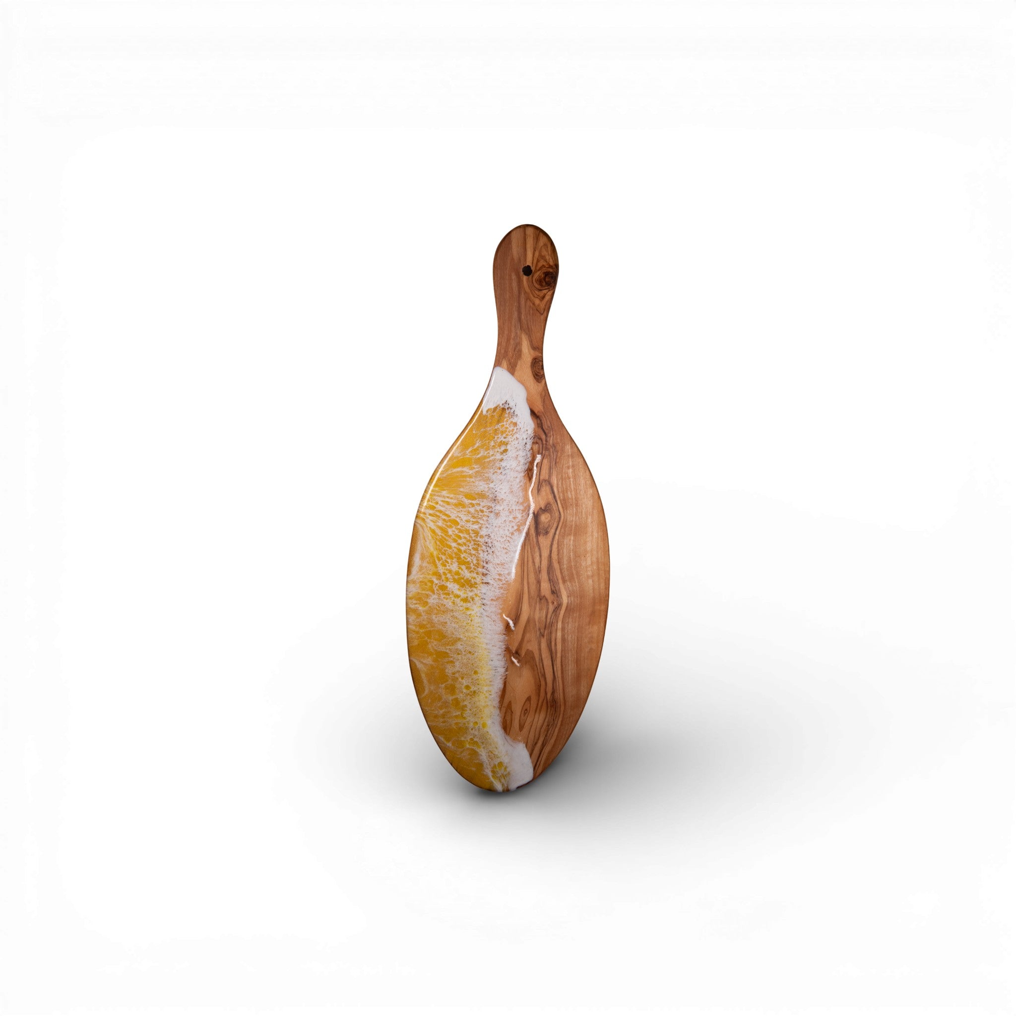 Yellow Handcrafted Ocean Wave Olive Wood Charcuterie Board - Serving Platter