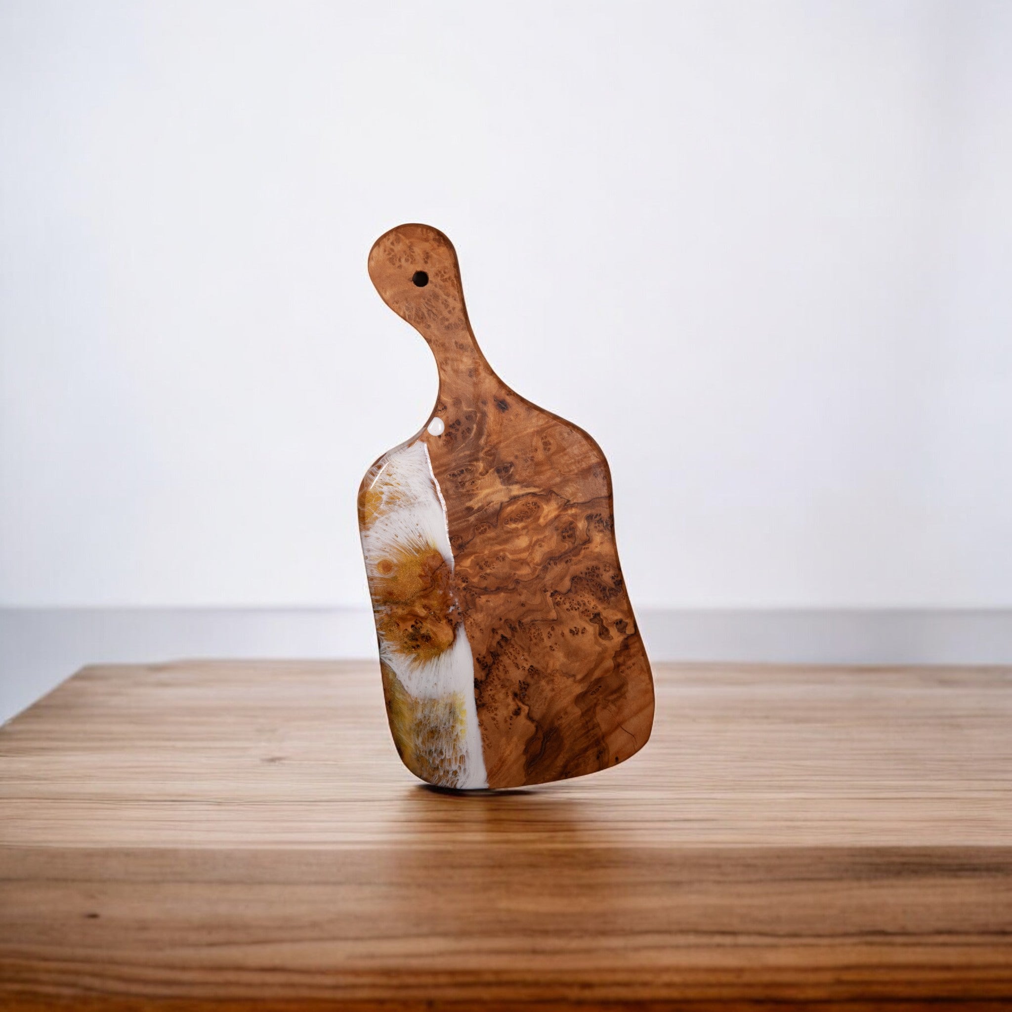 Yellow Handcrafted Ocean Wave Olive Wood Charcuterie Board - Serving Platter