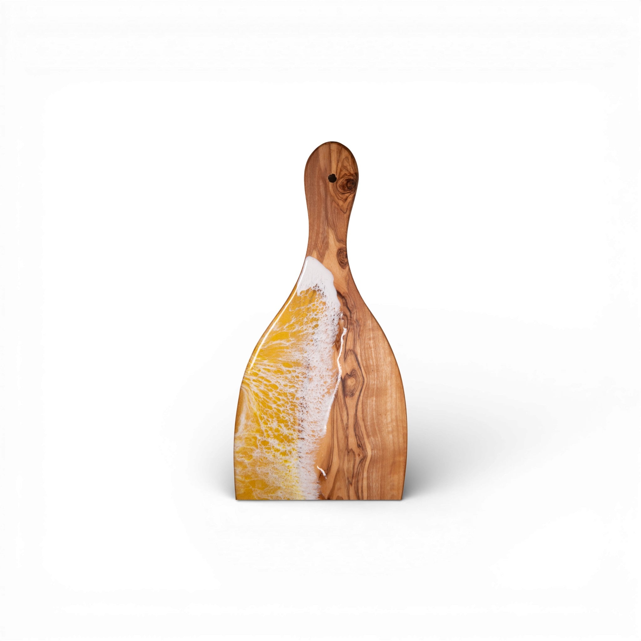Yellow Handcrafted Ocean Wave Olive Wood Charcuterie Board - Serving Platter