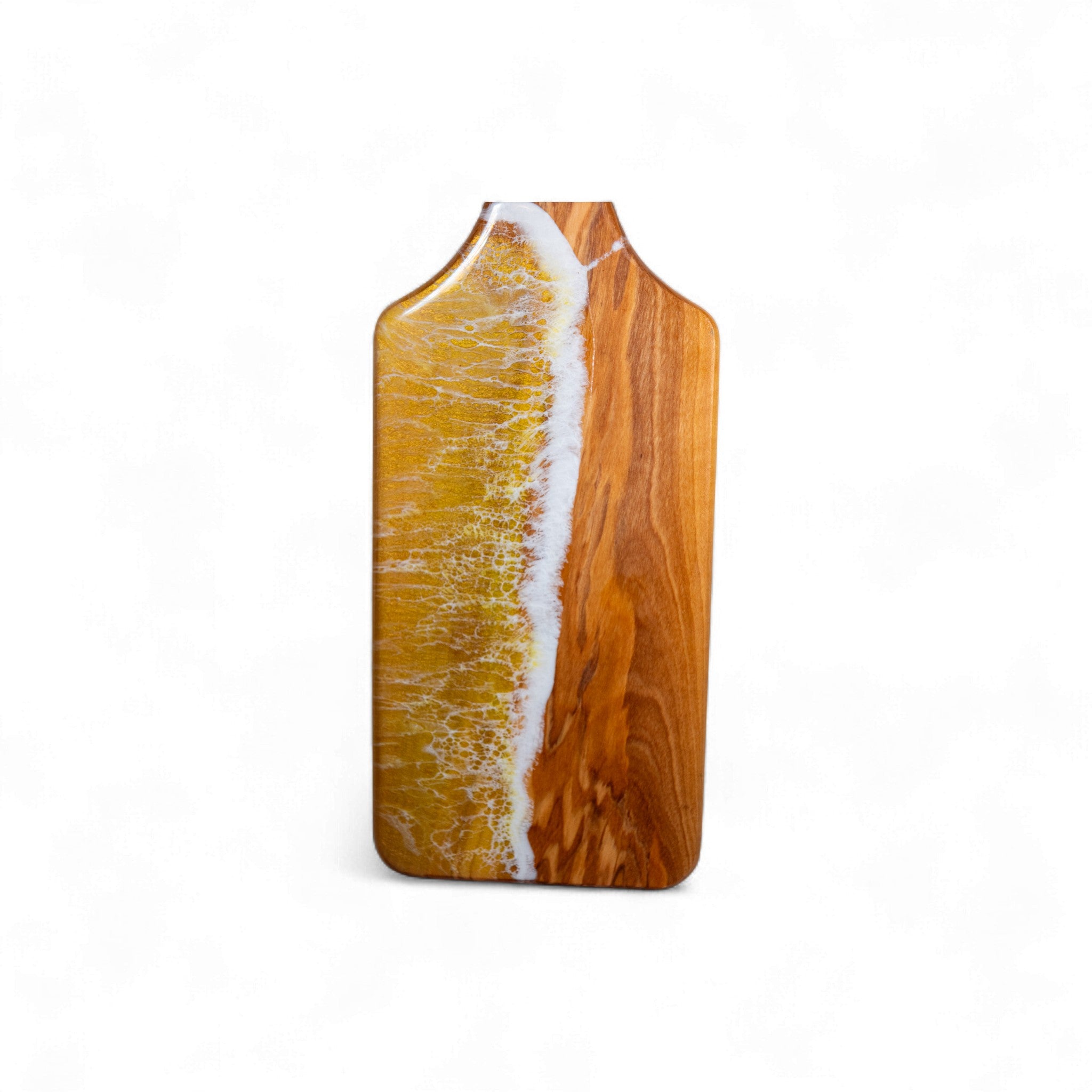 Yellow Handcrafted Ocean Wave Olive Wood Charcuterie Board - Serving Platter