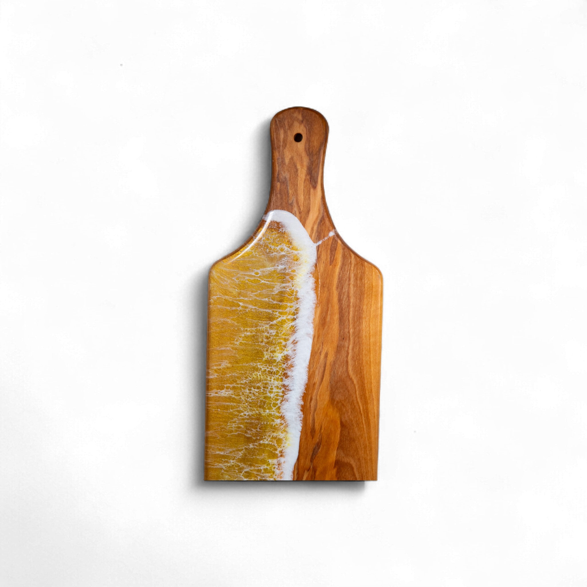 Yellow Handcrafted Ocean Wave Olive Wood Charcuterie Board - Serving Platter