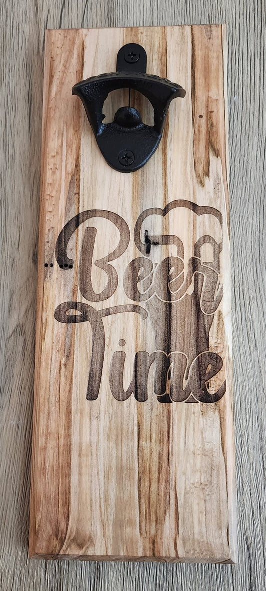 Beer Time" Wall Mounted Magnetic Bottle Opener