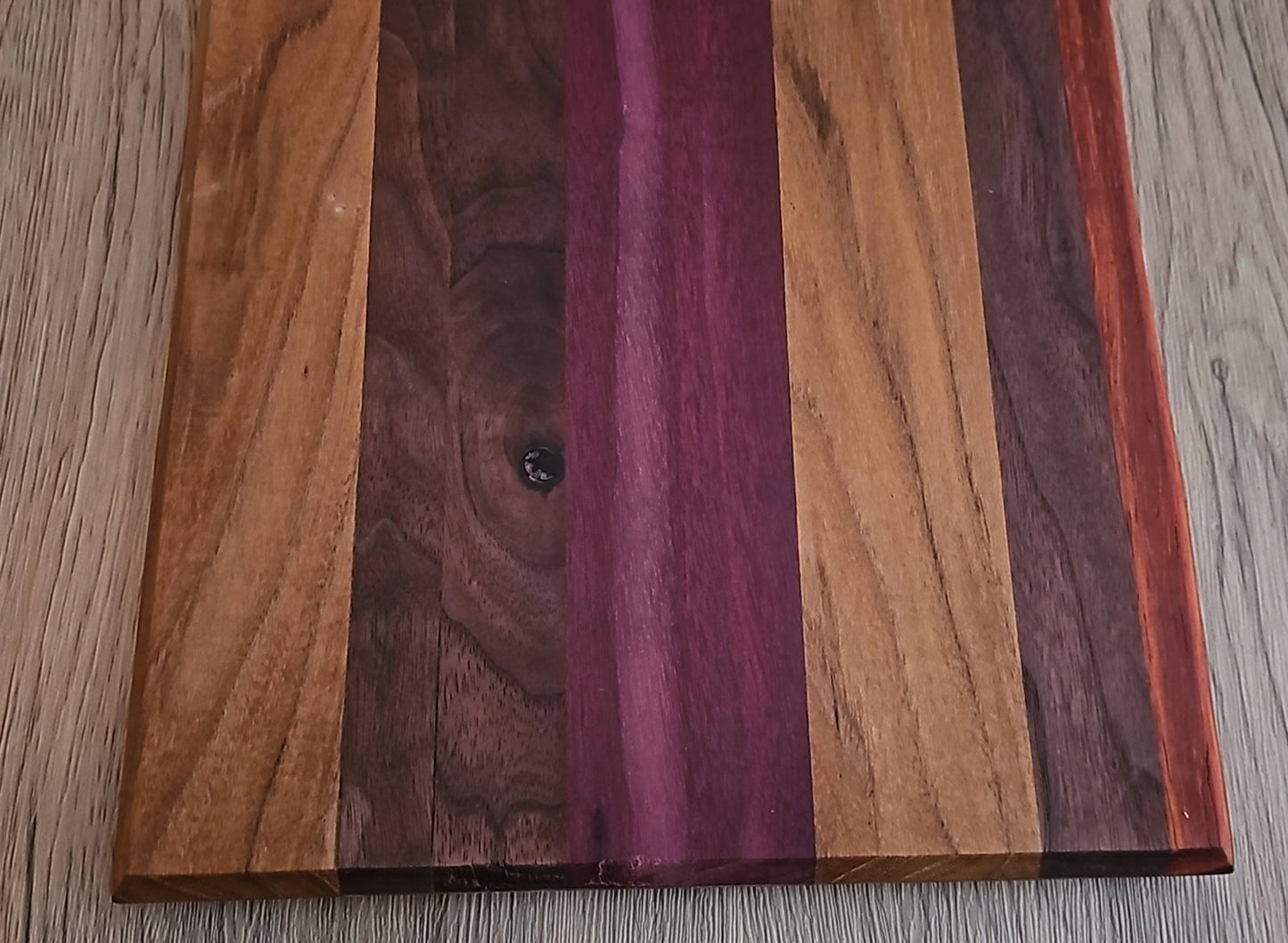 Sapele, Purple Heart, Walnut and Padauk Cutting Board