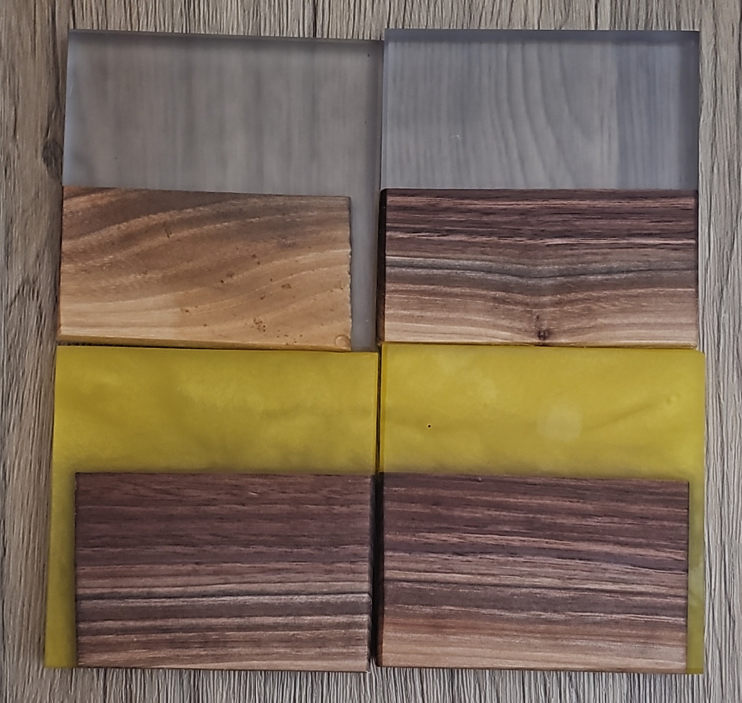 Walnut Wood with Yellow/Smoke Epoxy Coaster